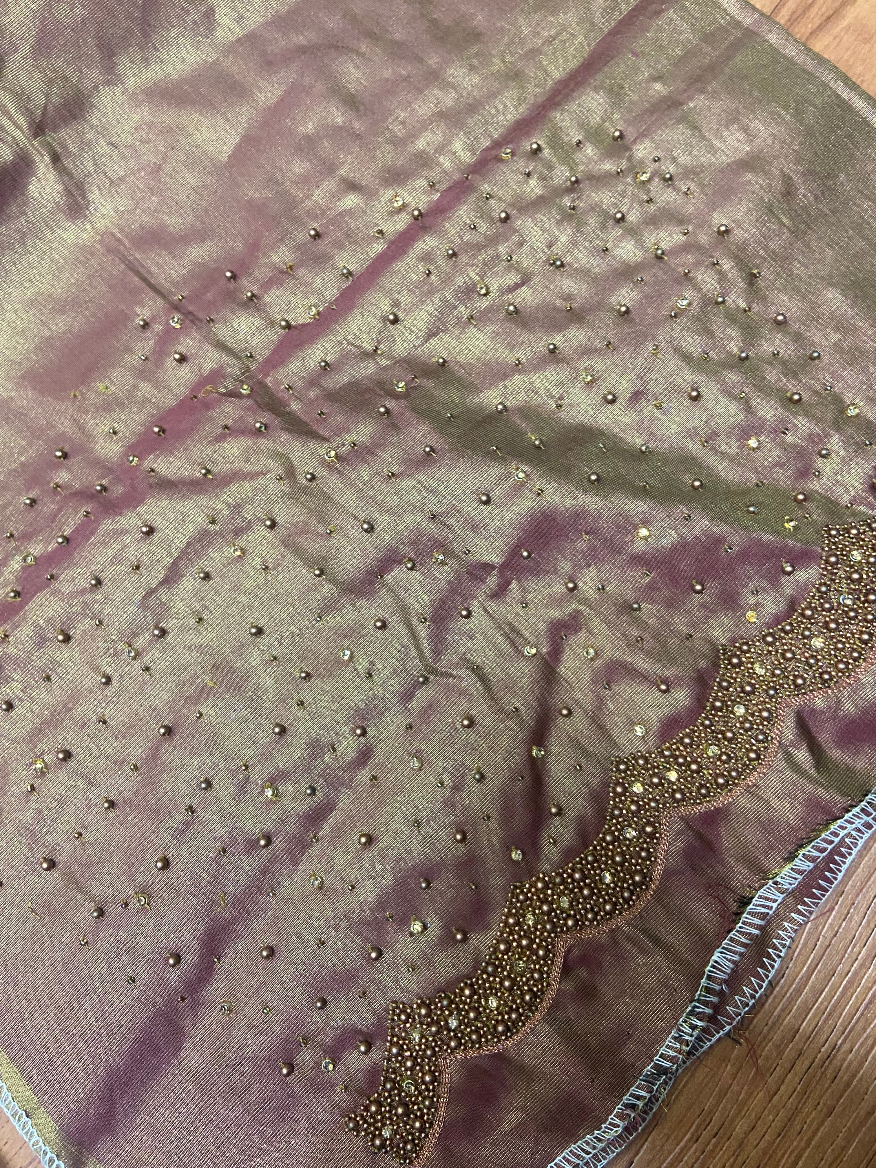 Readymade Aari Work Blouse Rosegold- E129