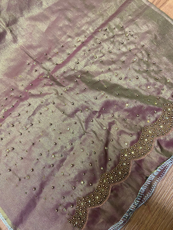 Readymade Aari Work Blouse Rosegold- E129