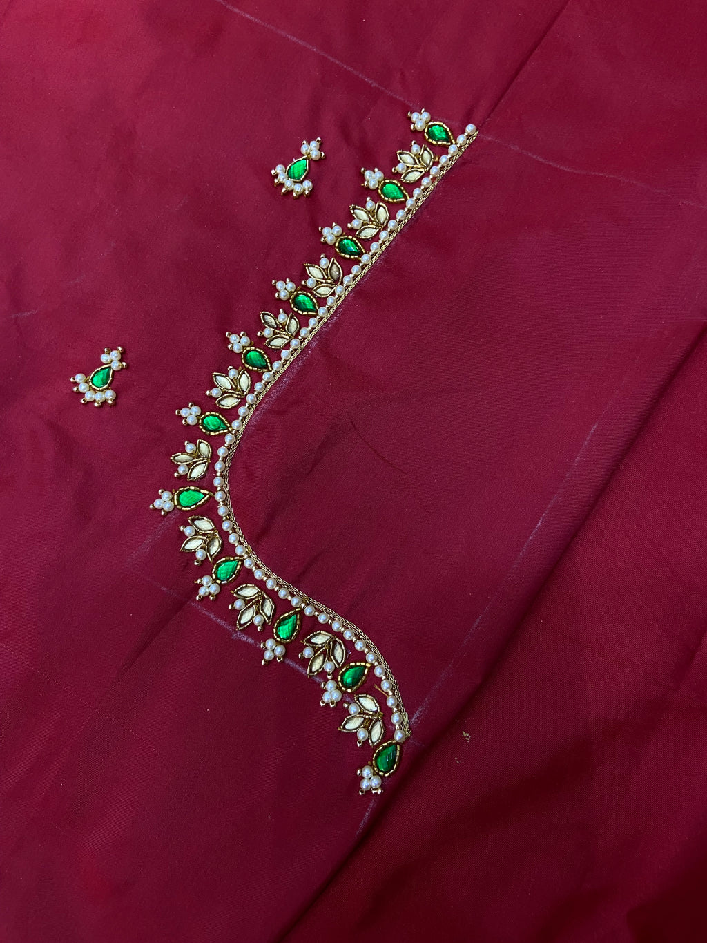 Readymade Aari Work Blouse Red- E105