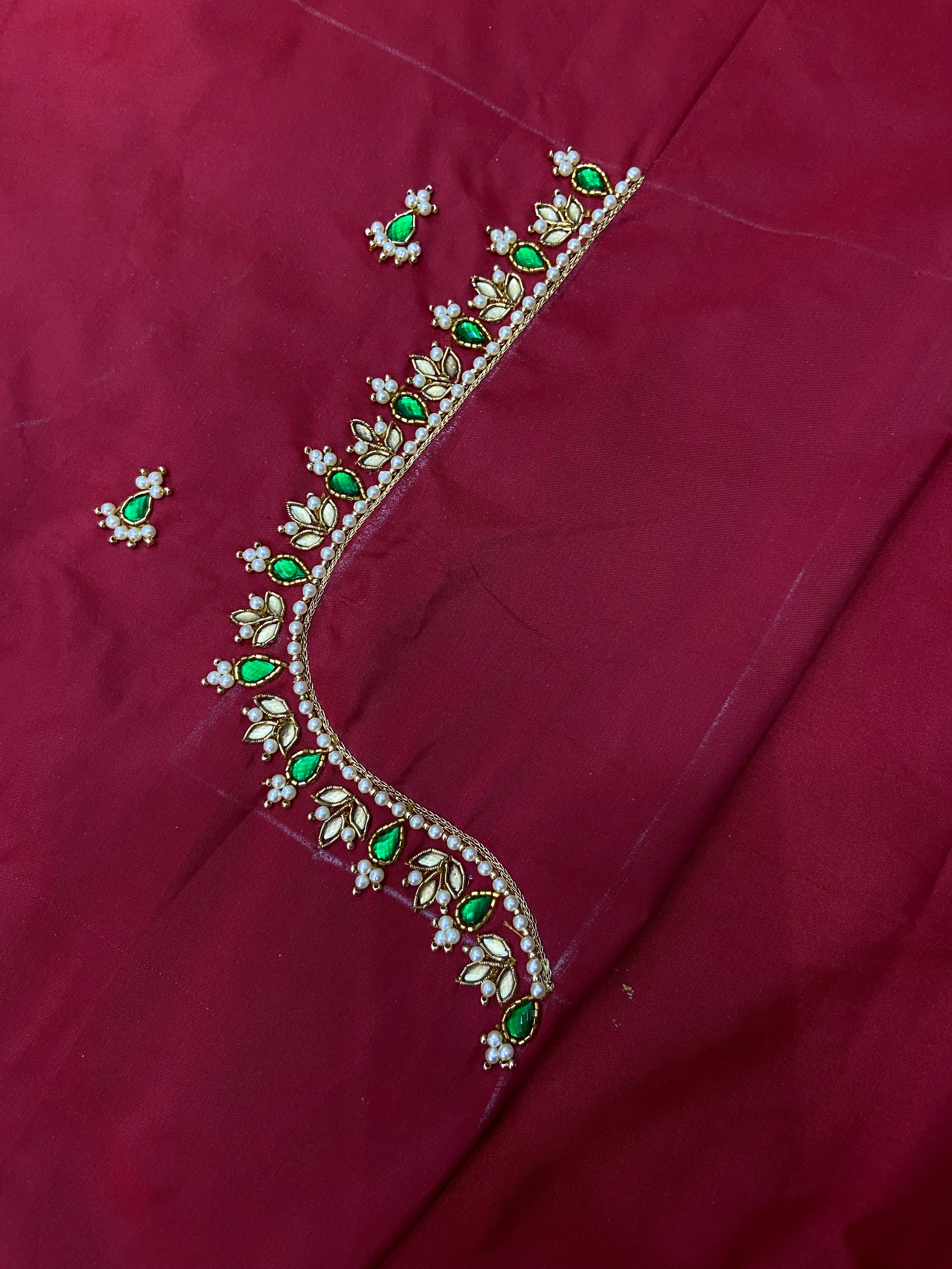 Readymade Aari Work Blouse Red- E105