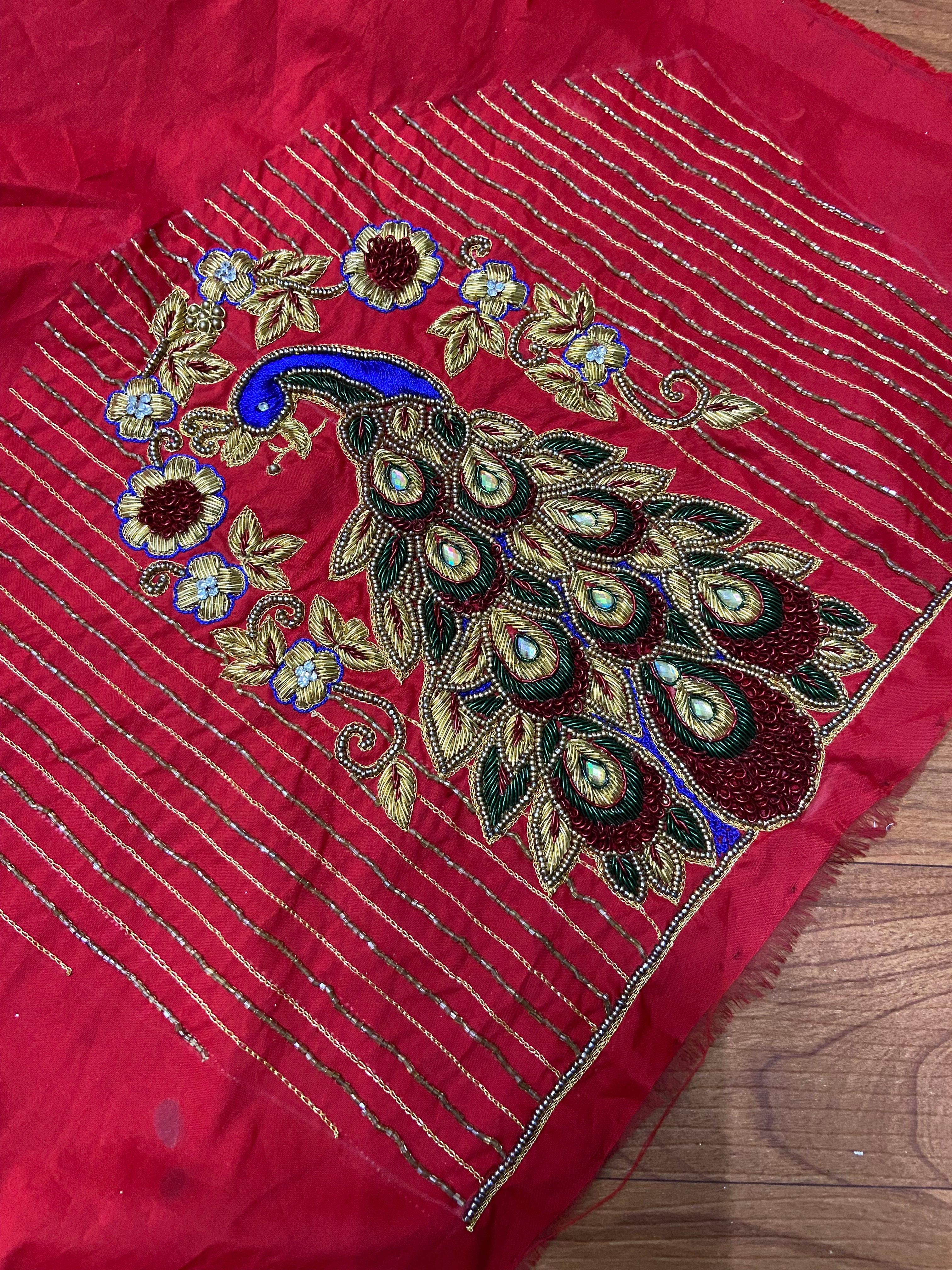 Readymade Aari Work Blouse Red- E118