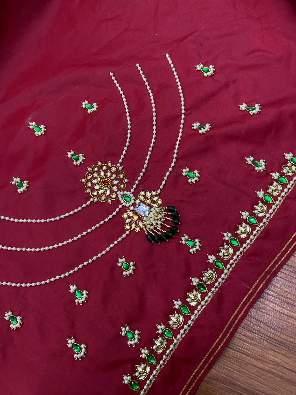 Readymade Aari Work Blouse Red- E105
