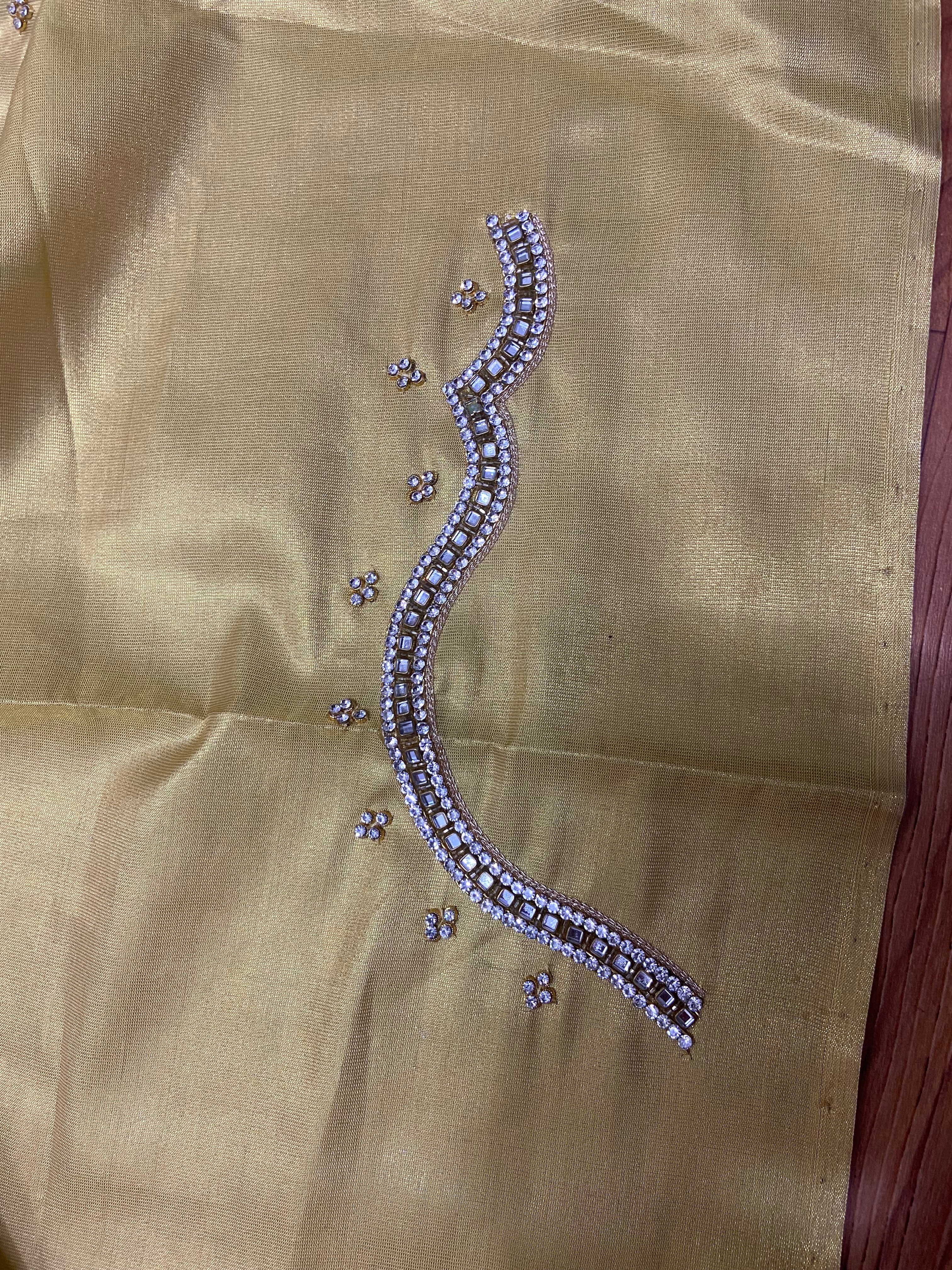 Readymade Aari Work Blouse Gold  - E126
