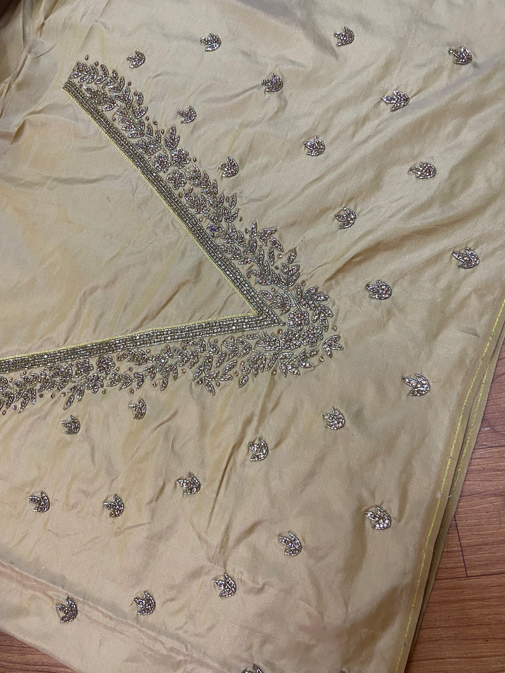 Readymade Aari Work Blouse Beige- E121