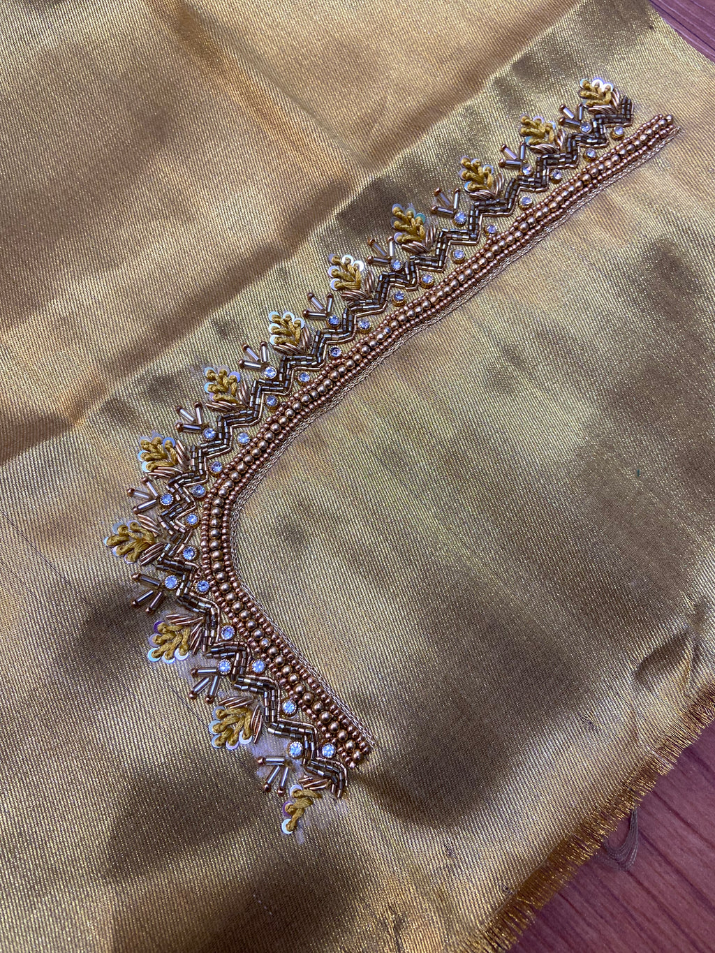 Readymade Aari Work Blouse Gold  - E116