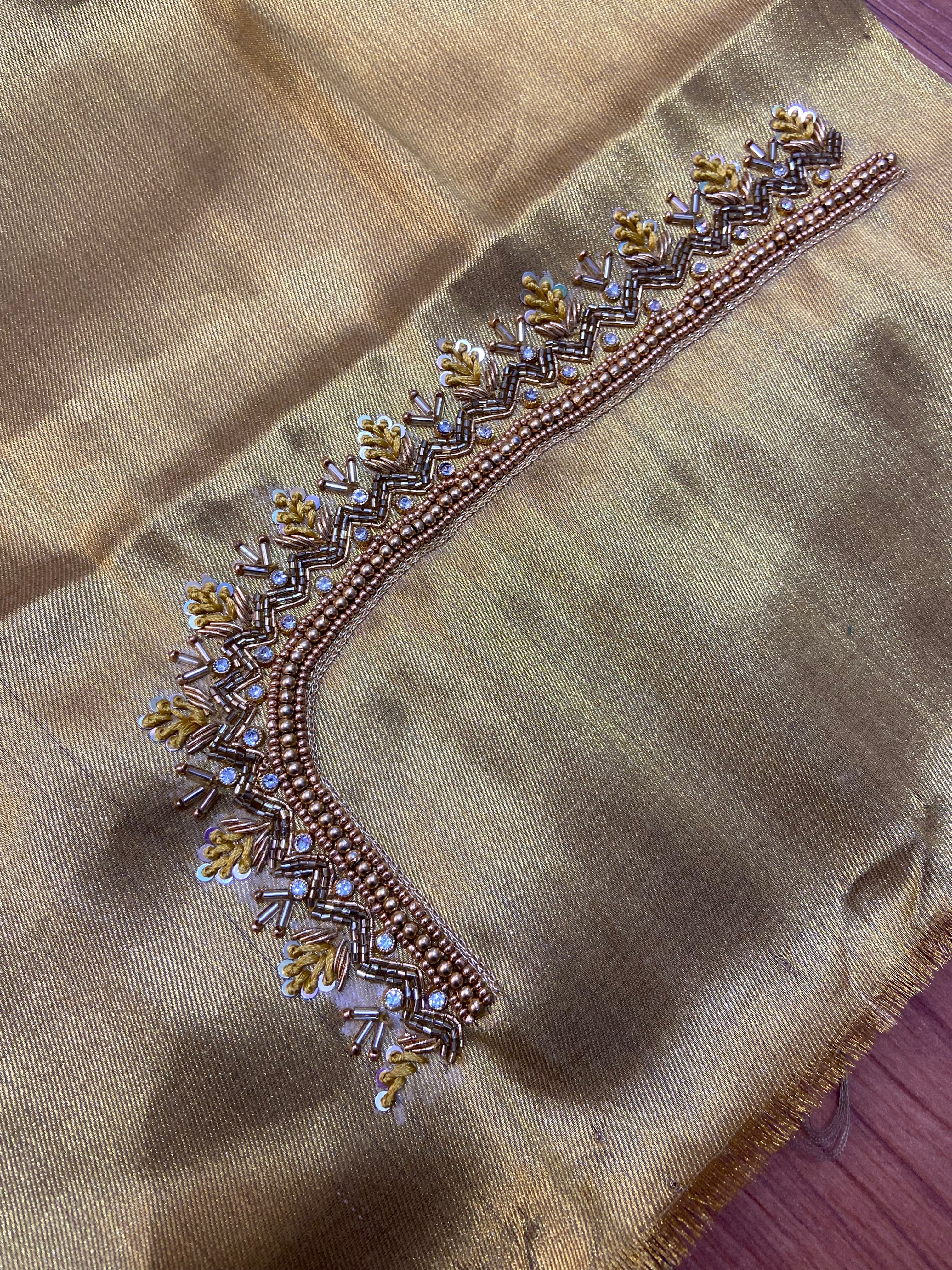 Readymade Aari Work Blouse Gold  - E116