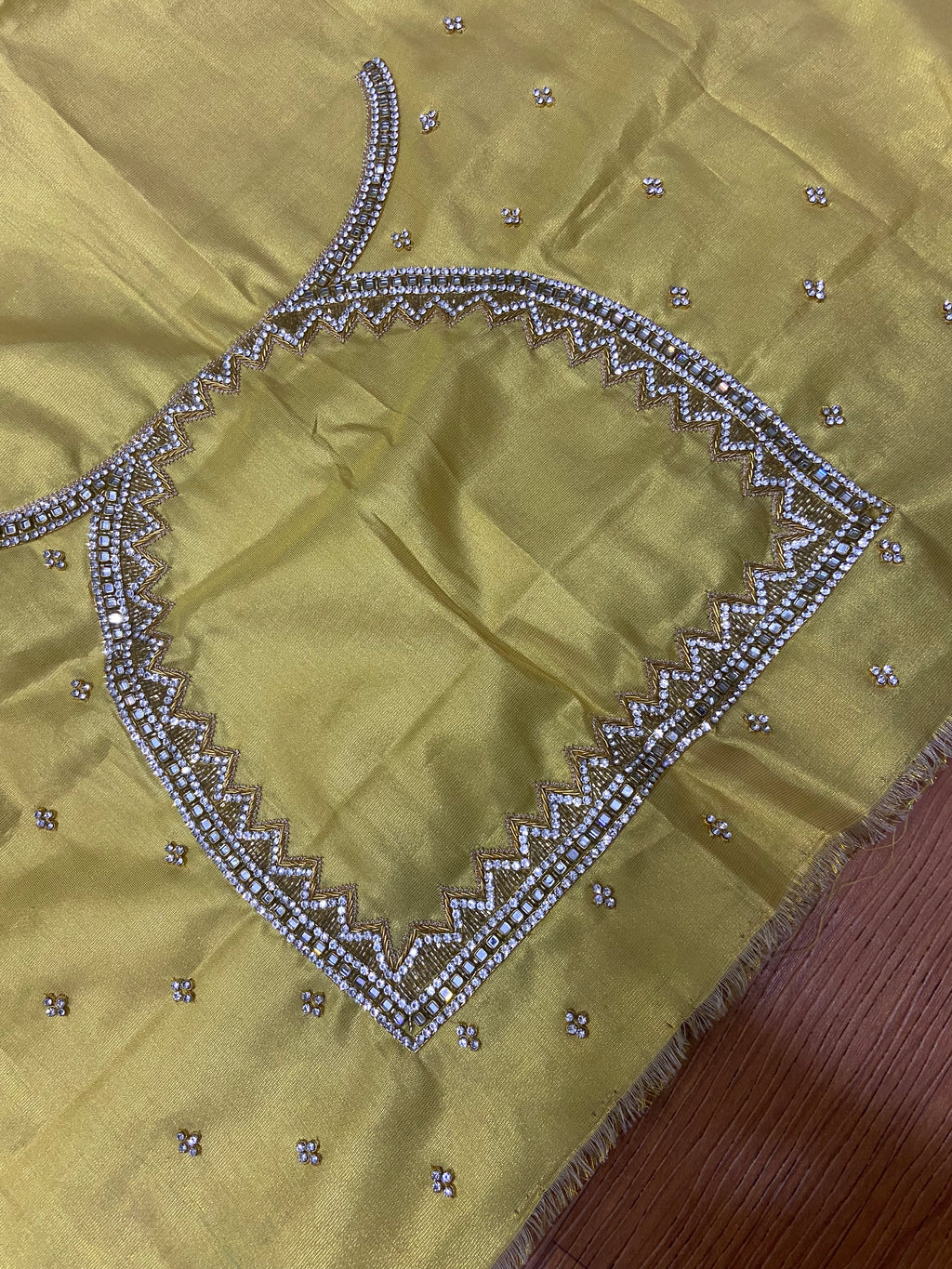 Readymade Aari Work Blouse Gold  - E126