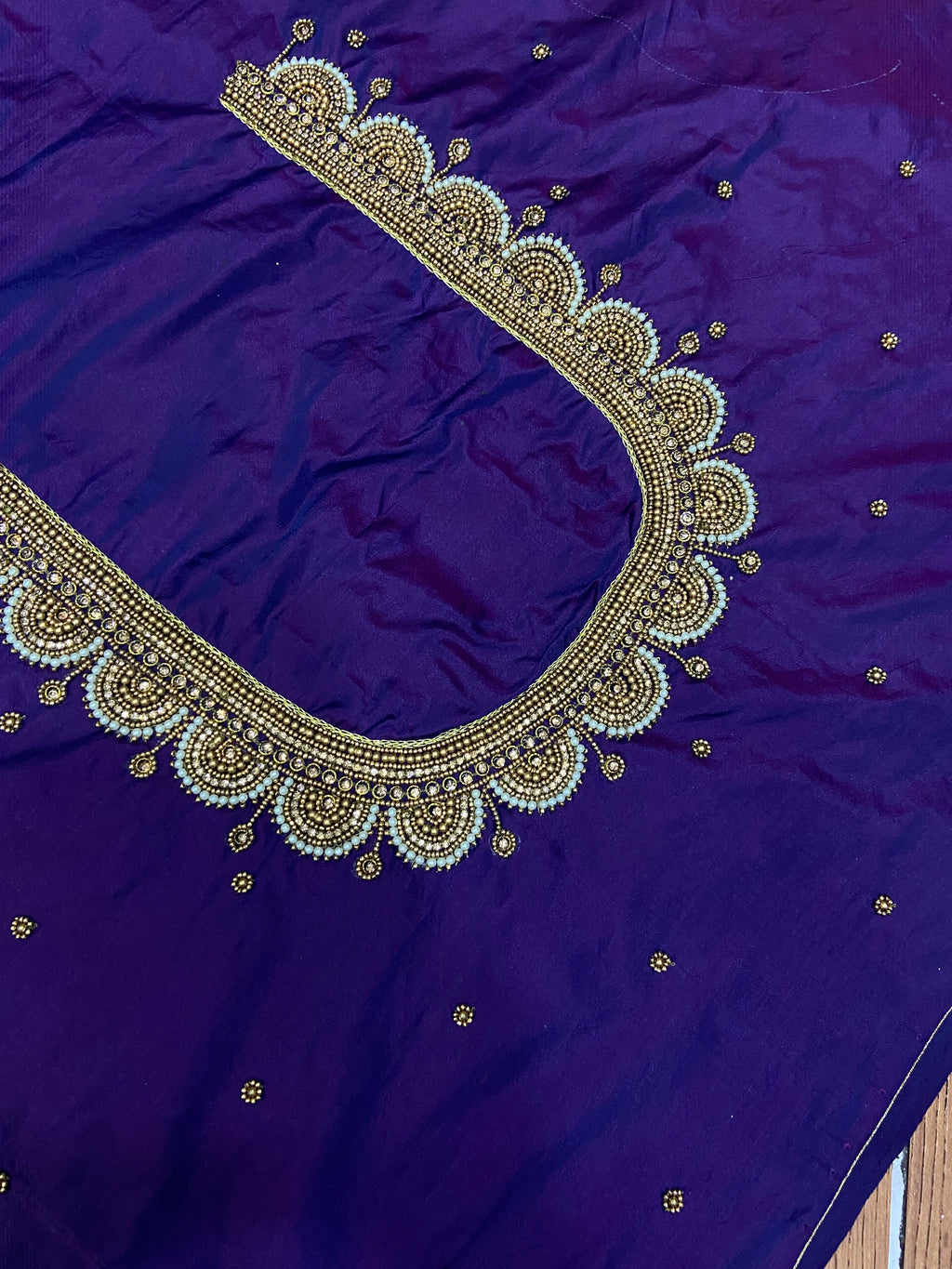 Readymade Aari Work Blouse Blue  - E104