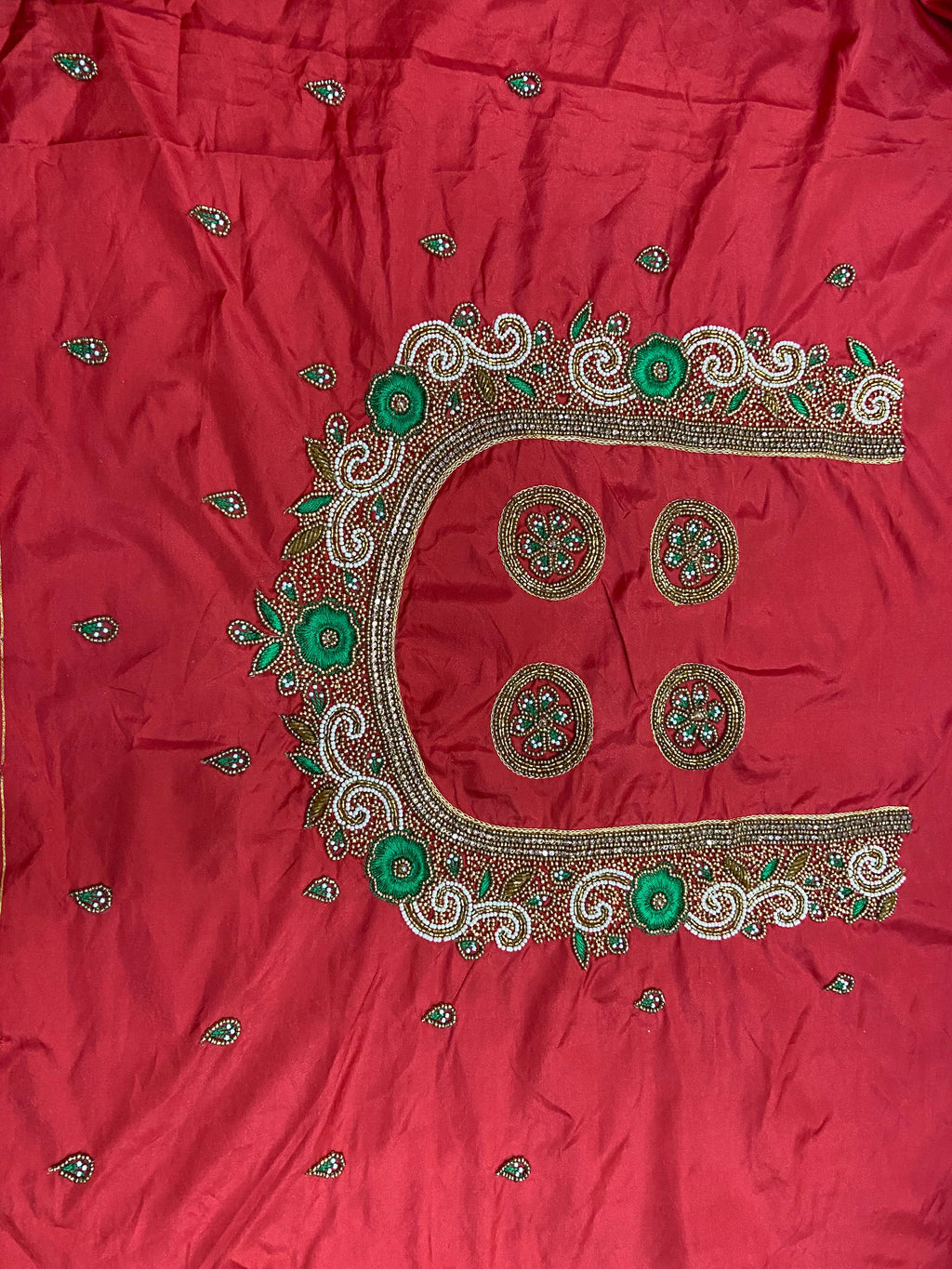 Readymade Aari Work Blouse Red  - E108