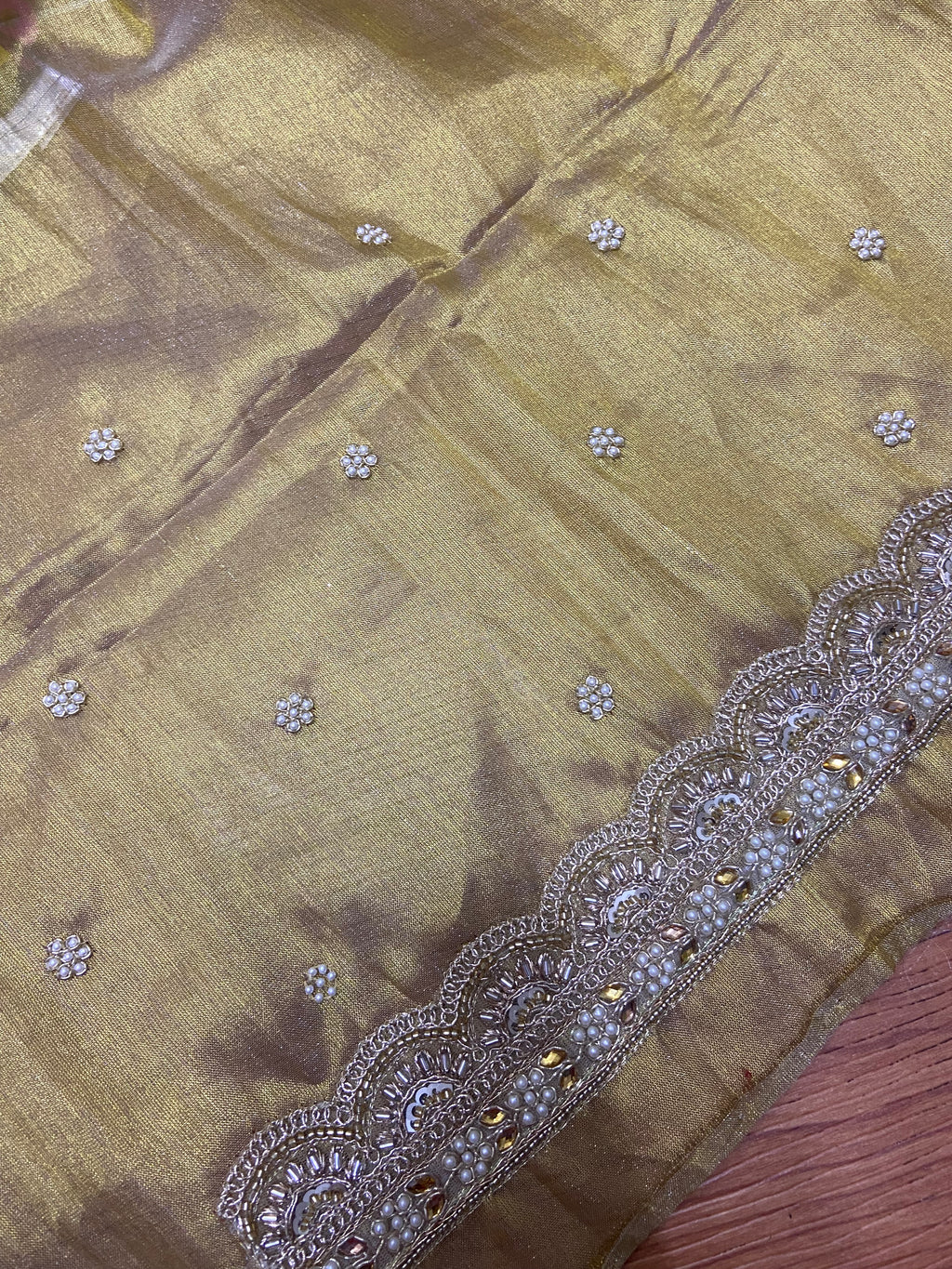 Readymade Aari Work Blouse Gold  - E127