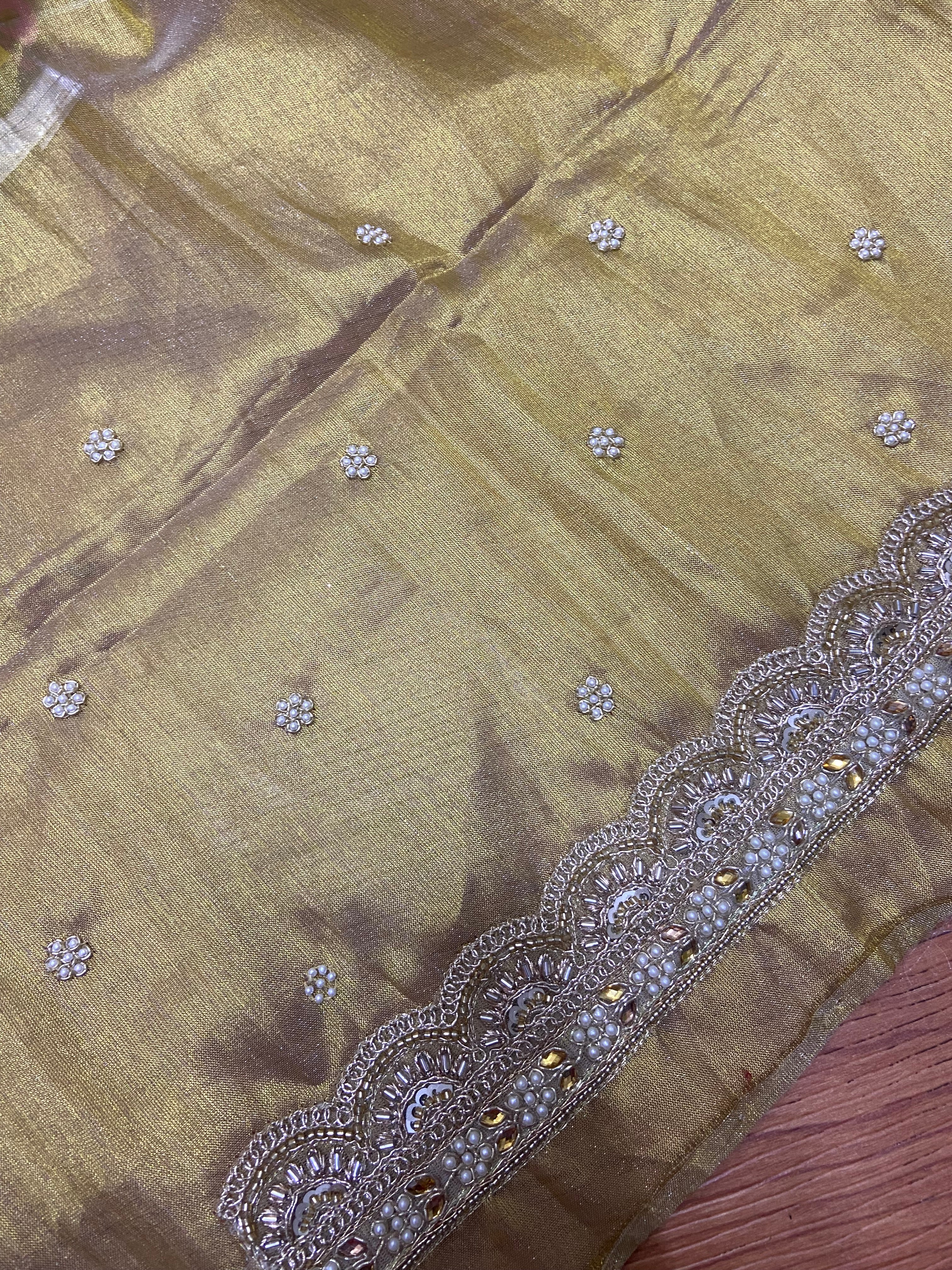 Readymade Aari Work Blouse Gold  - E127