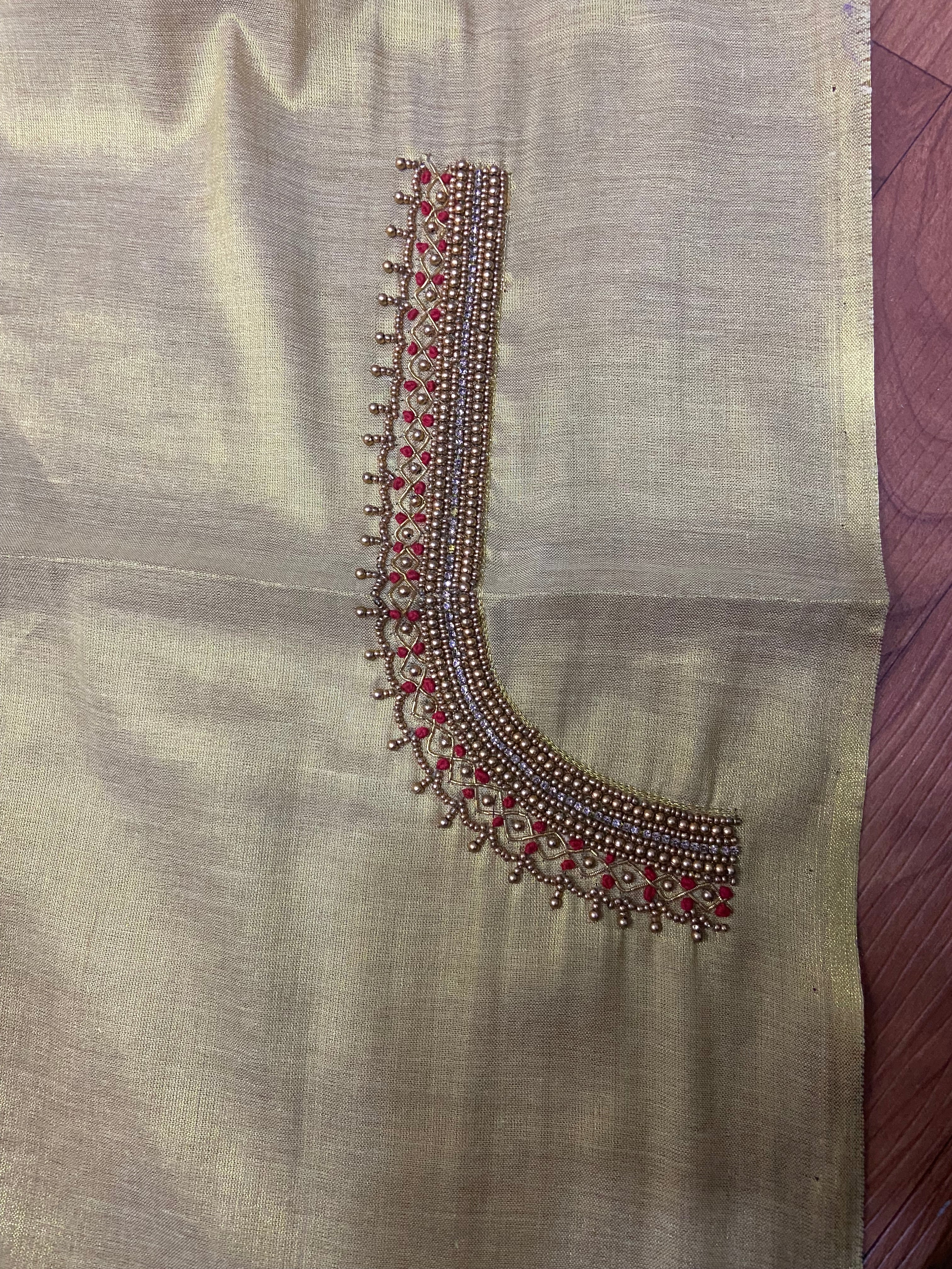 Readymade Aari Work Blouse Gold  - E125