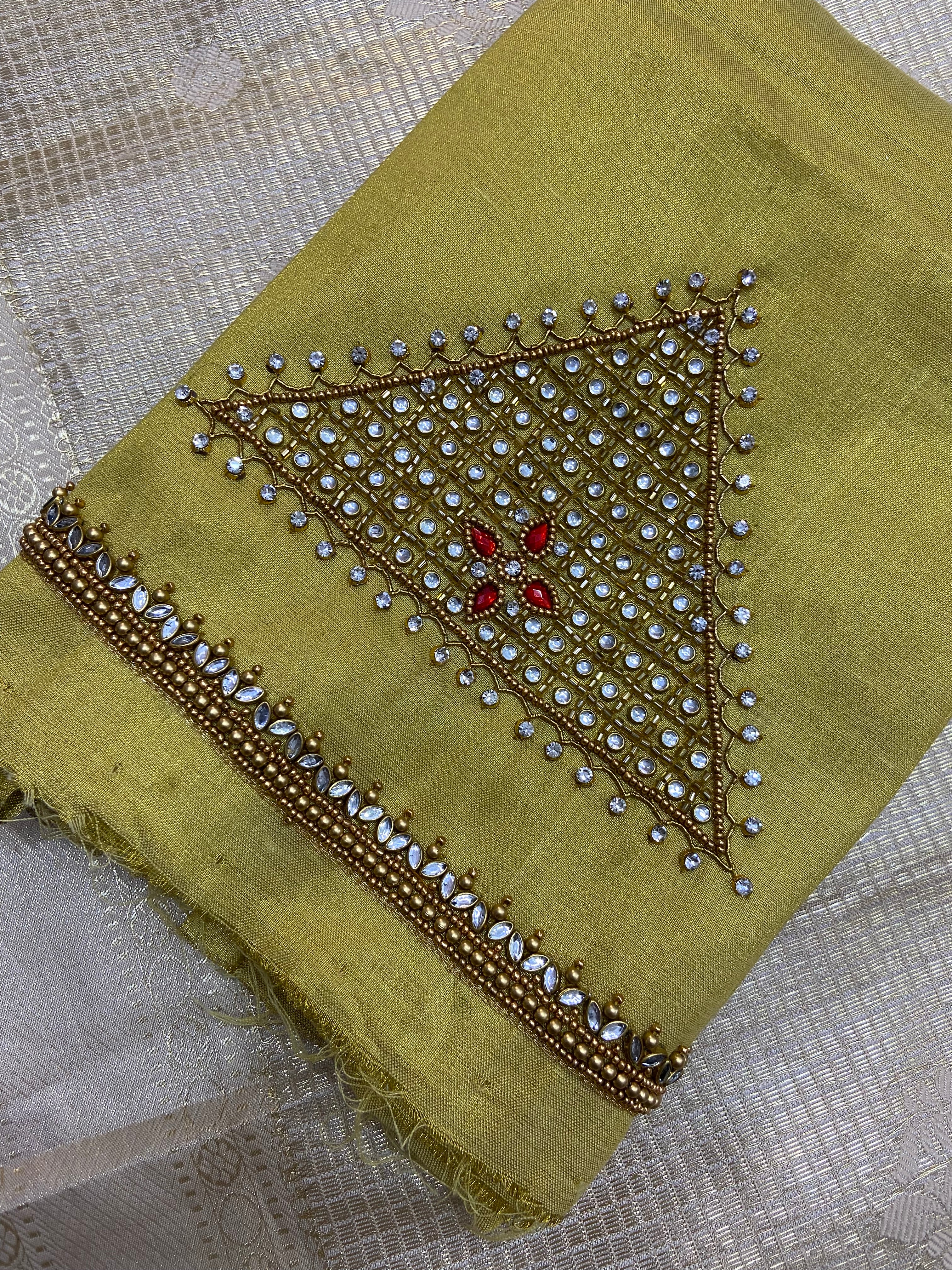 Readymade Aari Work Blouse Cream - E113