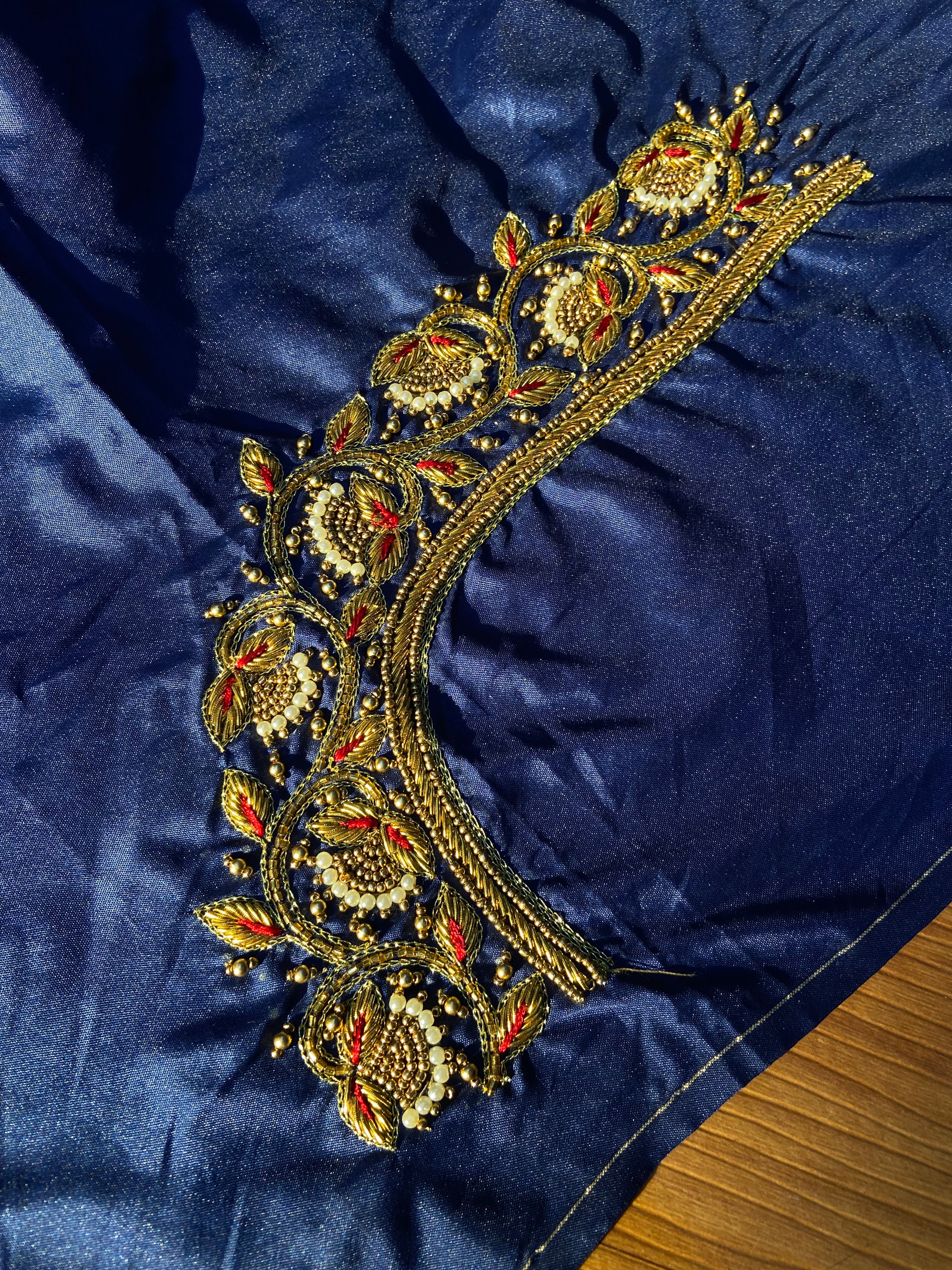 Readymade Aari Work Blouse Bule   - E109