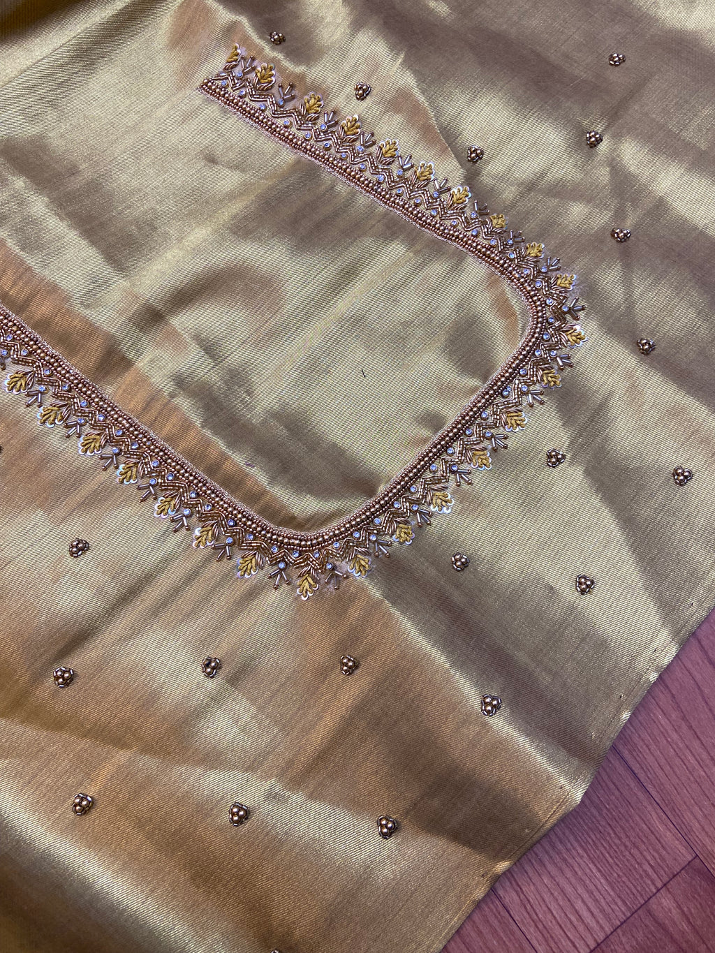 Readymade Aari Work Blouse Gold  - E116