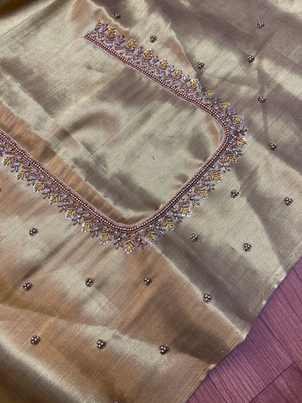 Readymade Aari Work Blouse Gold  - E116