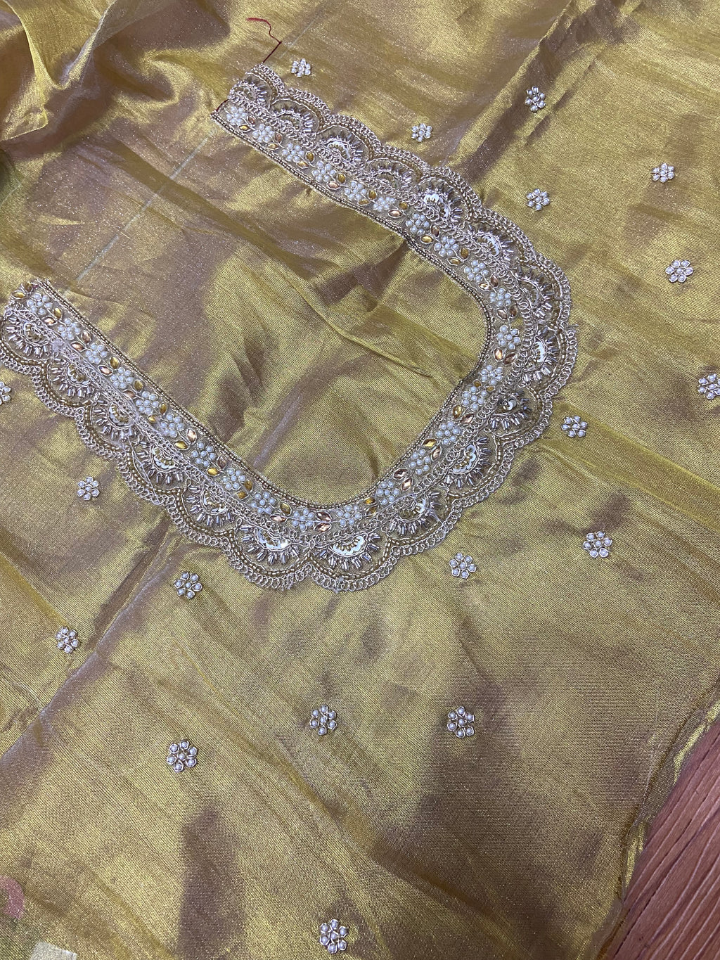 Readymade Aari Work Blouse Gold  - E127