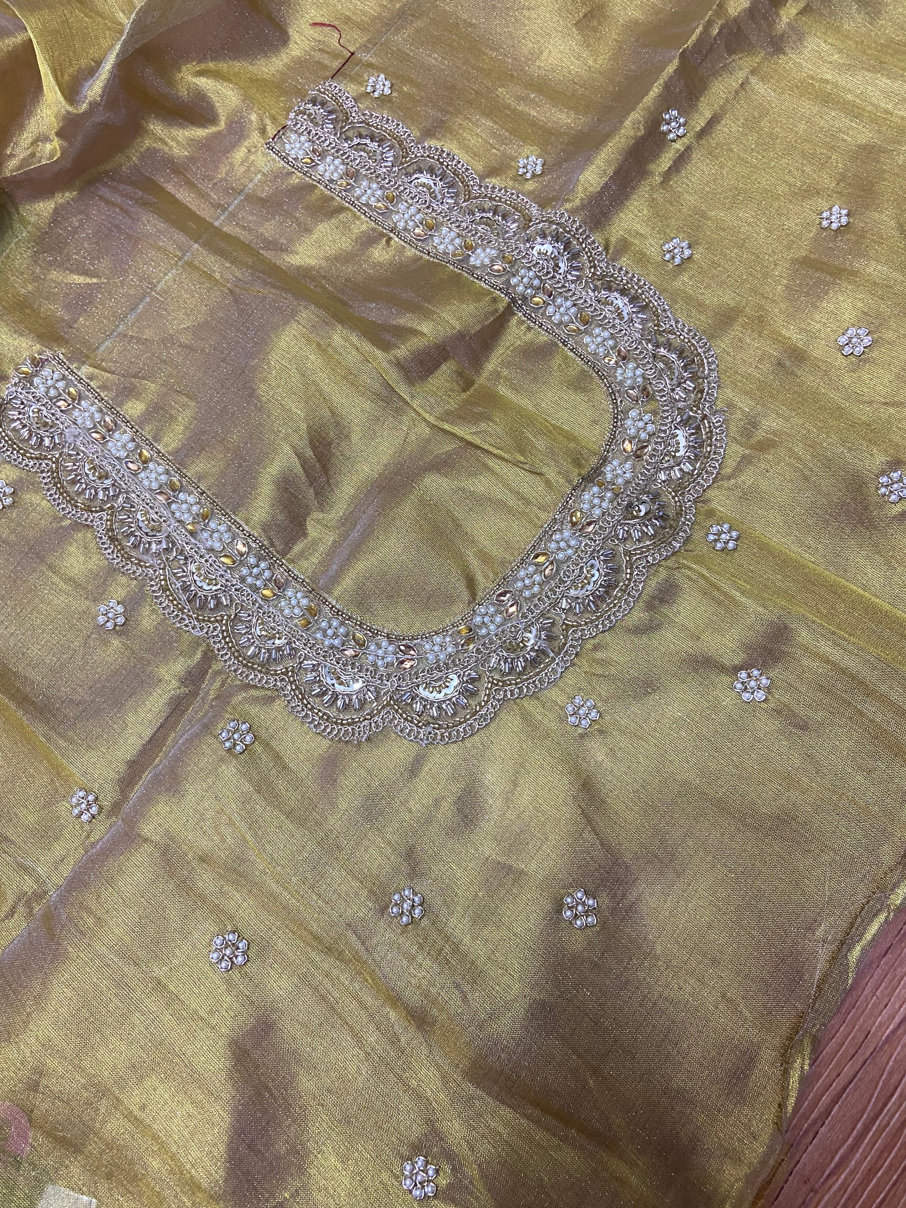 Readymade Aari Work Blouse Gold  - E127