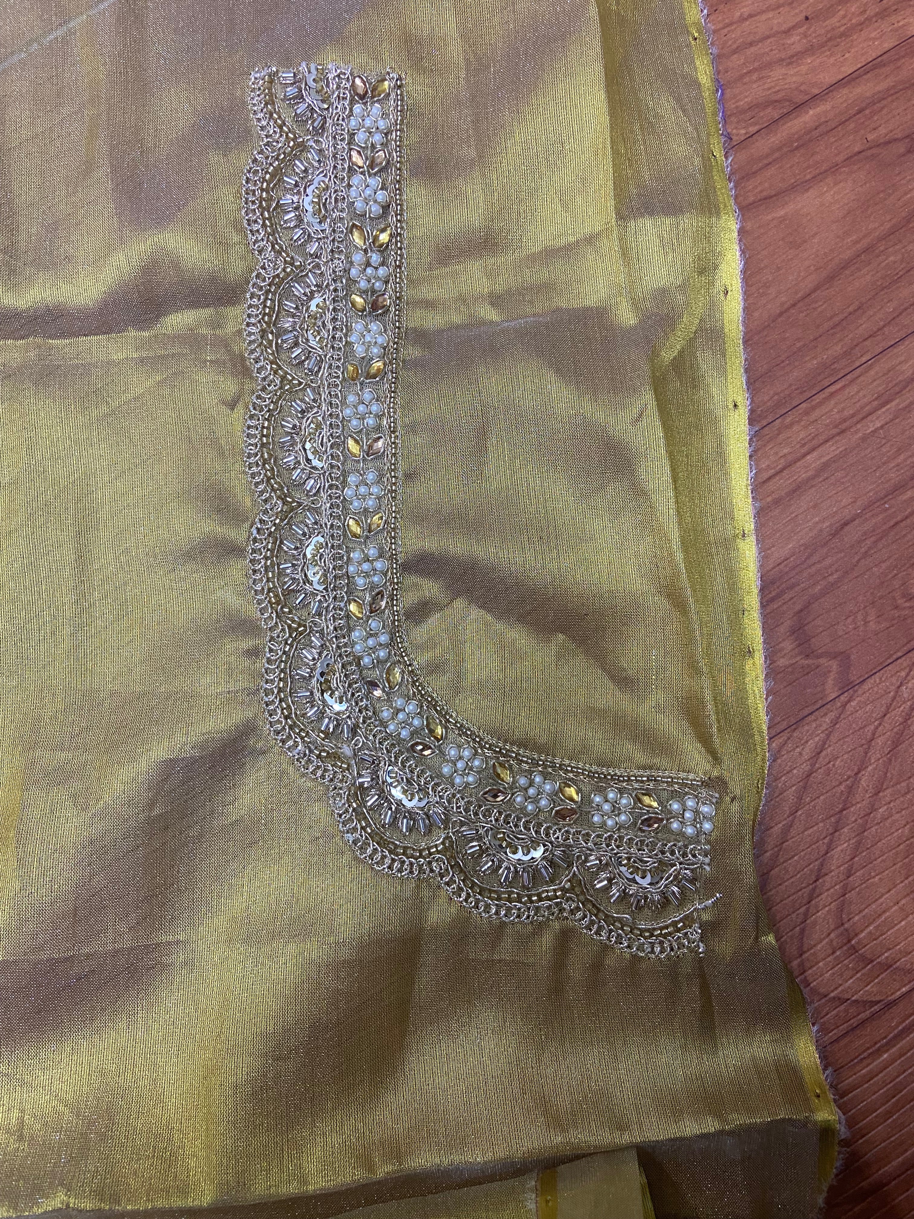 Readymade Aari Work Blouse Gold  - E127