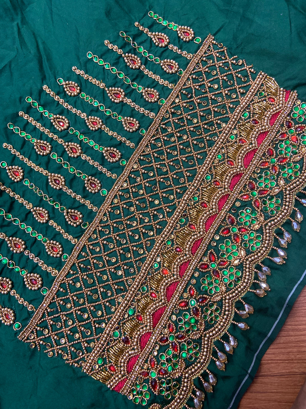 Readymade Aari Work Blouse Green- E123