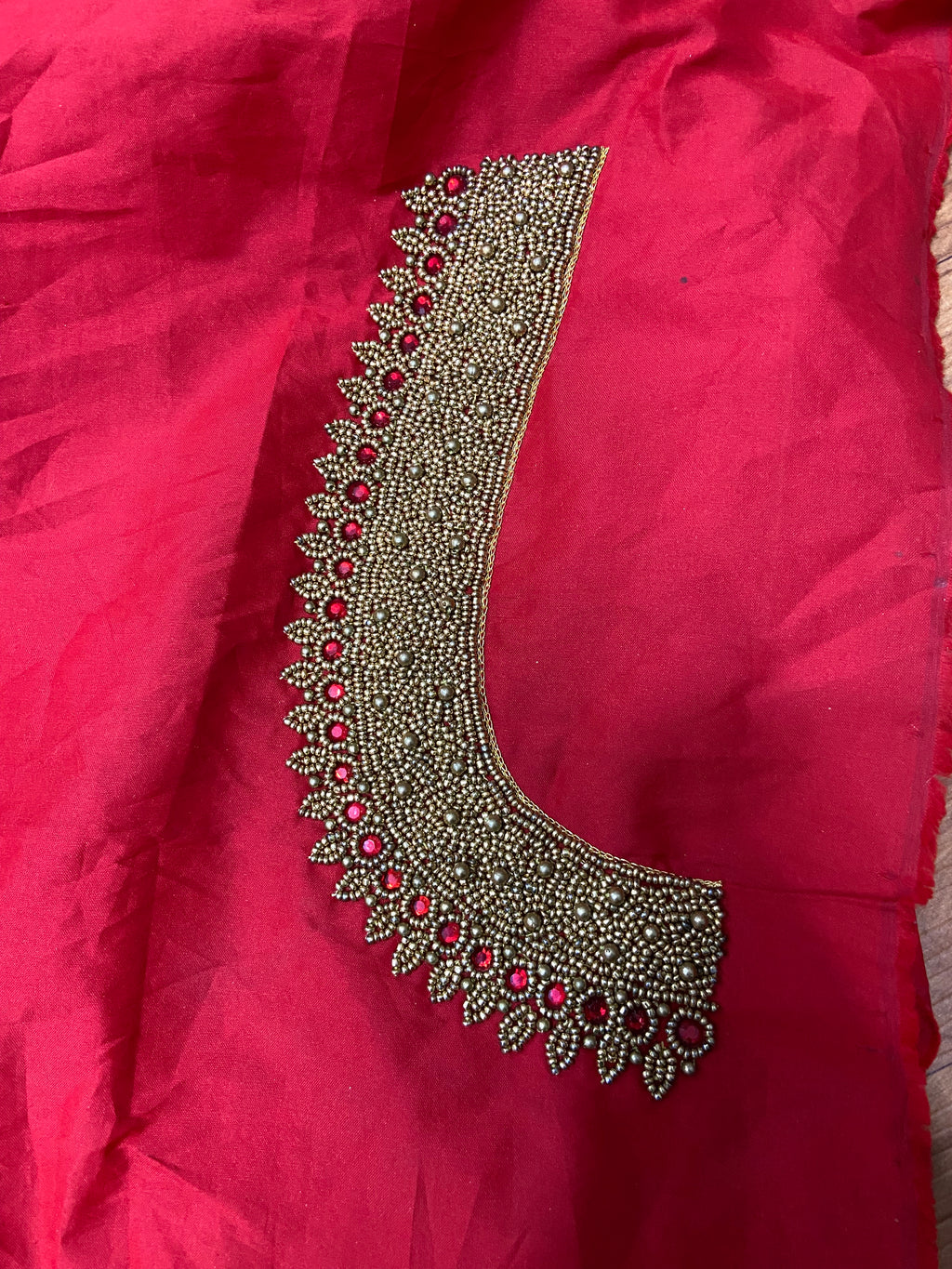 Readymade Aari Work Blouse Red- E118