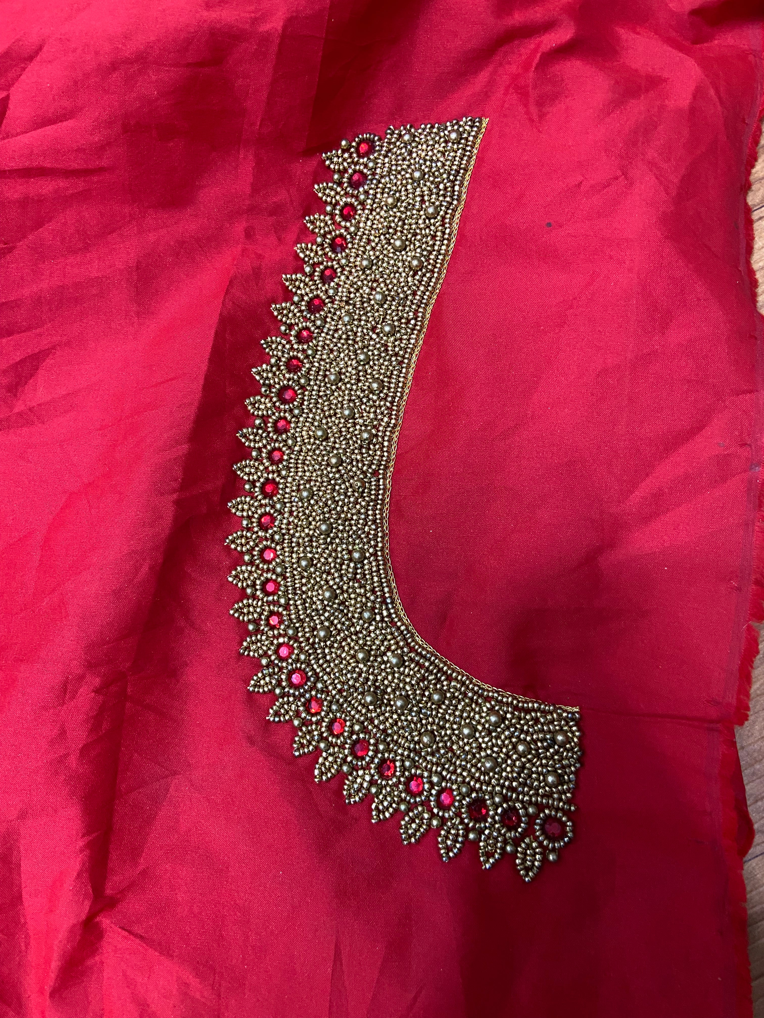 Readymade Aari Work Blouse Red- E118