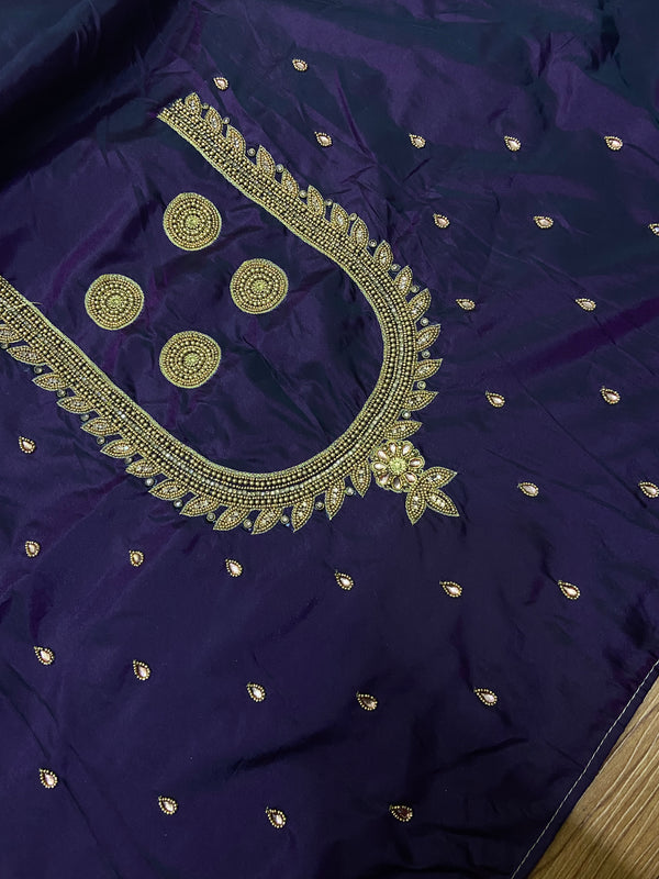 Readymade Aari Work Blouse Violet - E128