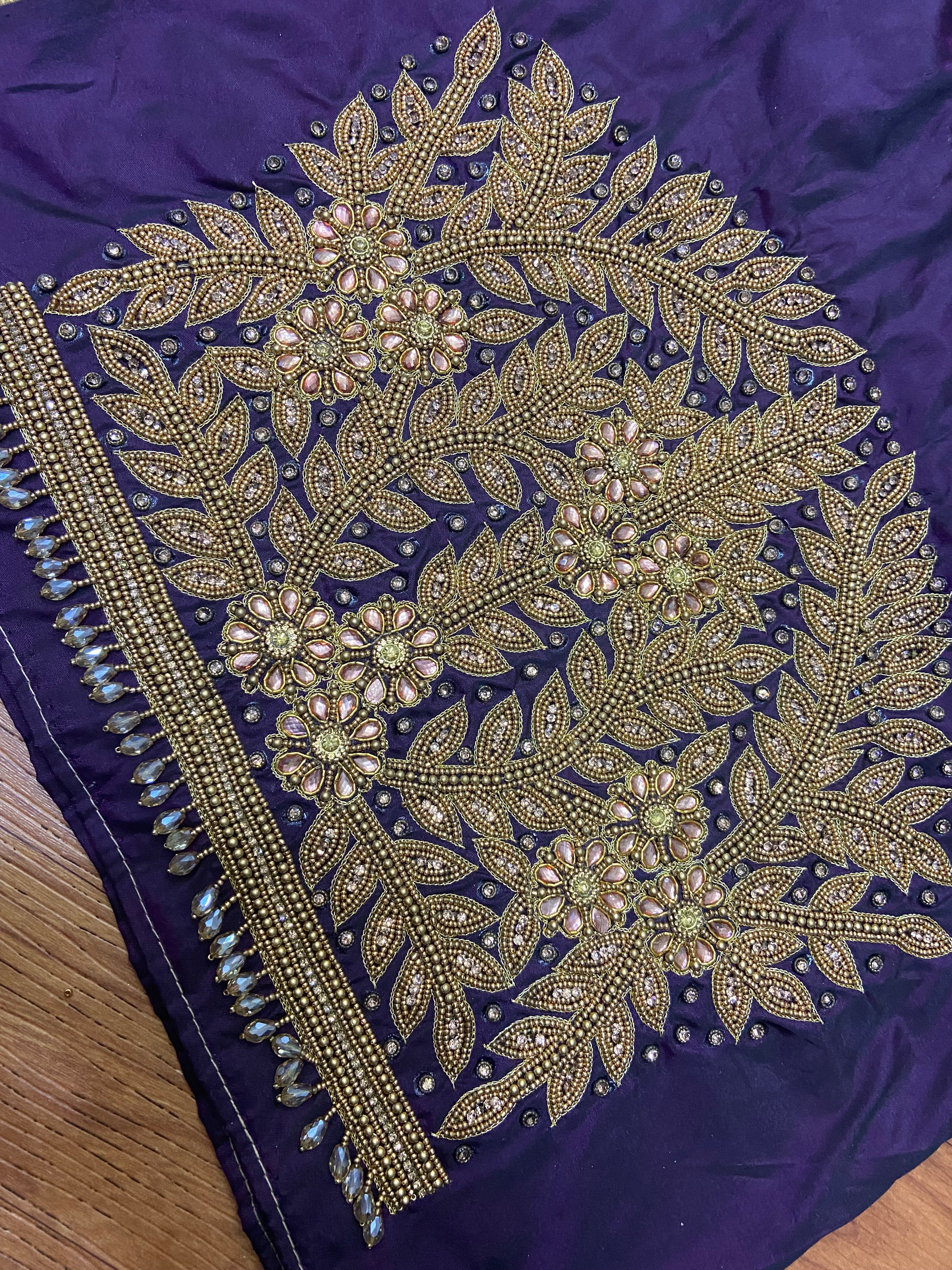 Readymade Aari Work Blouse Violet - E128