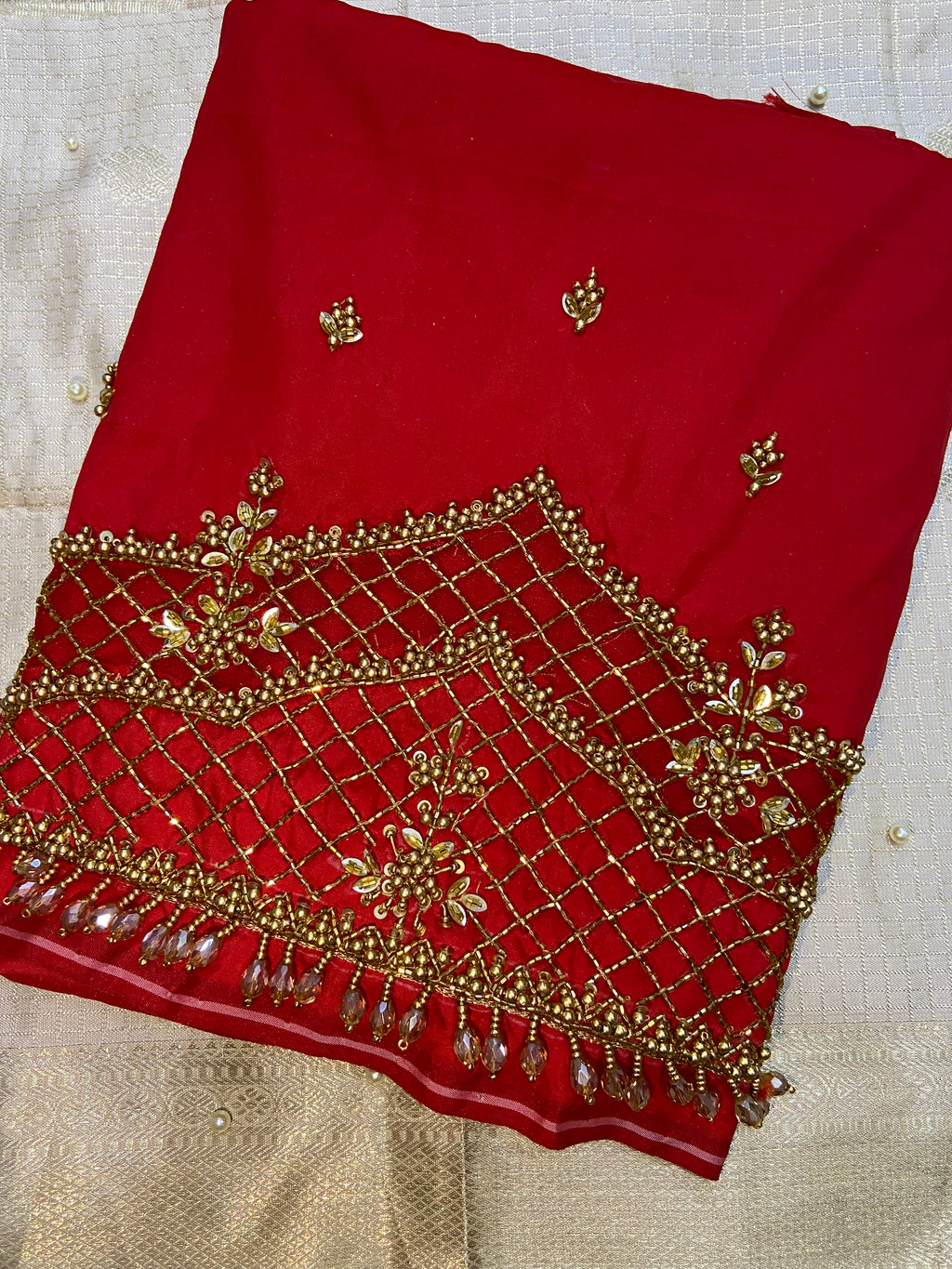 Readymade Aari Work Blouse Red - E102