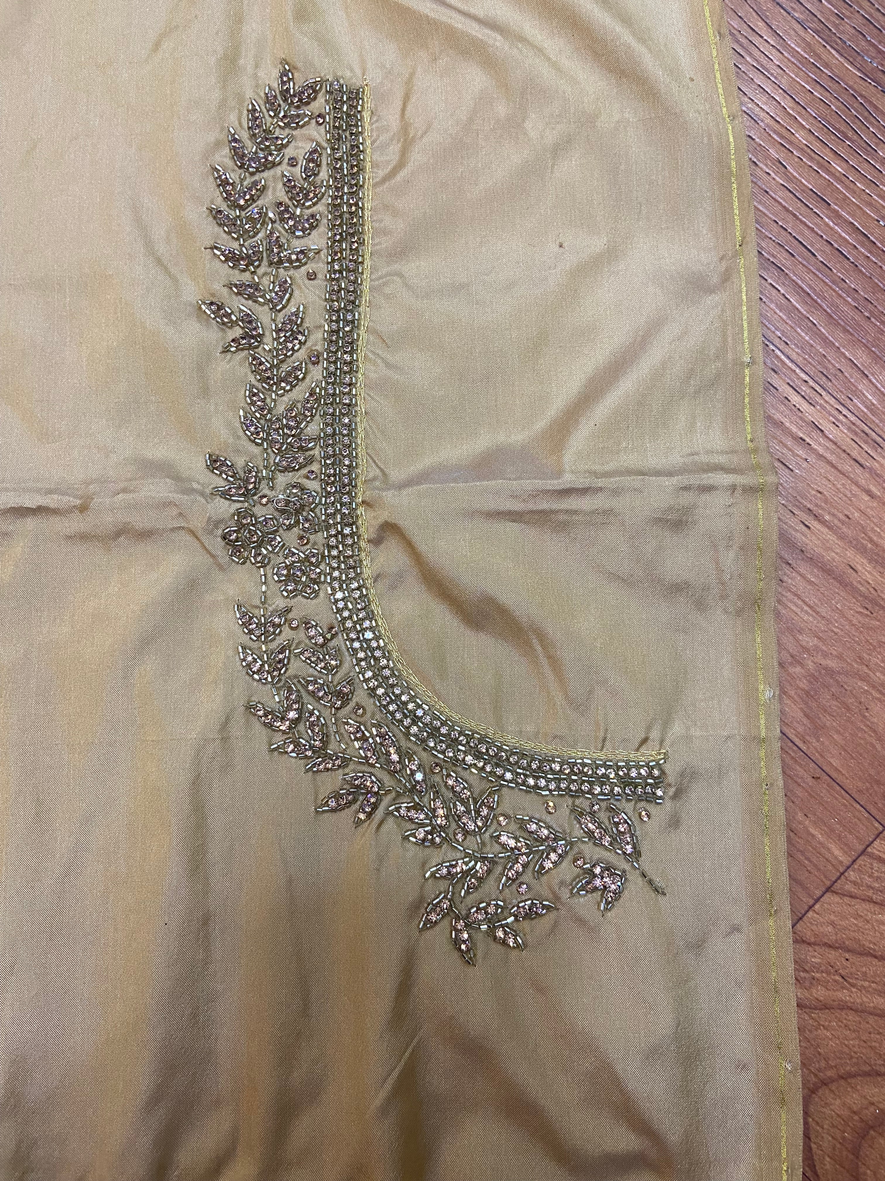 Readymade Aari Work Blouse Beige- E121