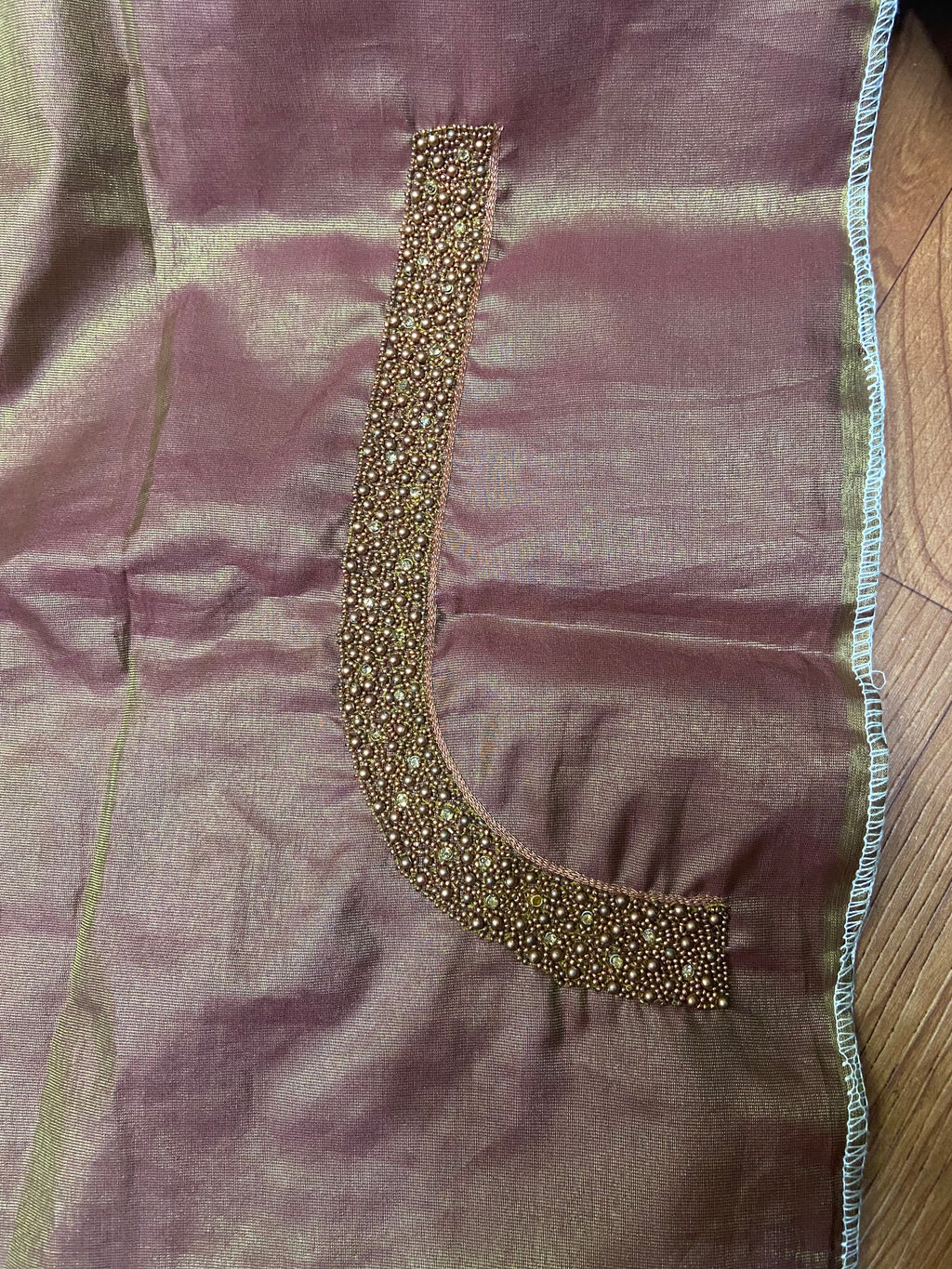 Readymade Aari Work Blouse Rosegold- E129