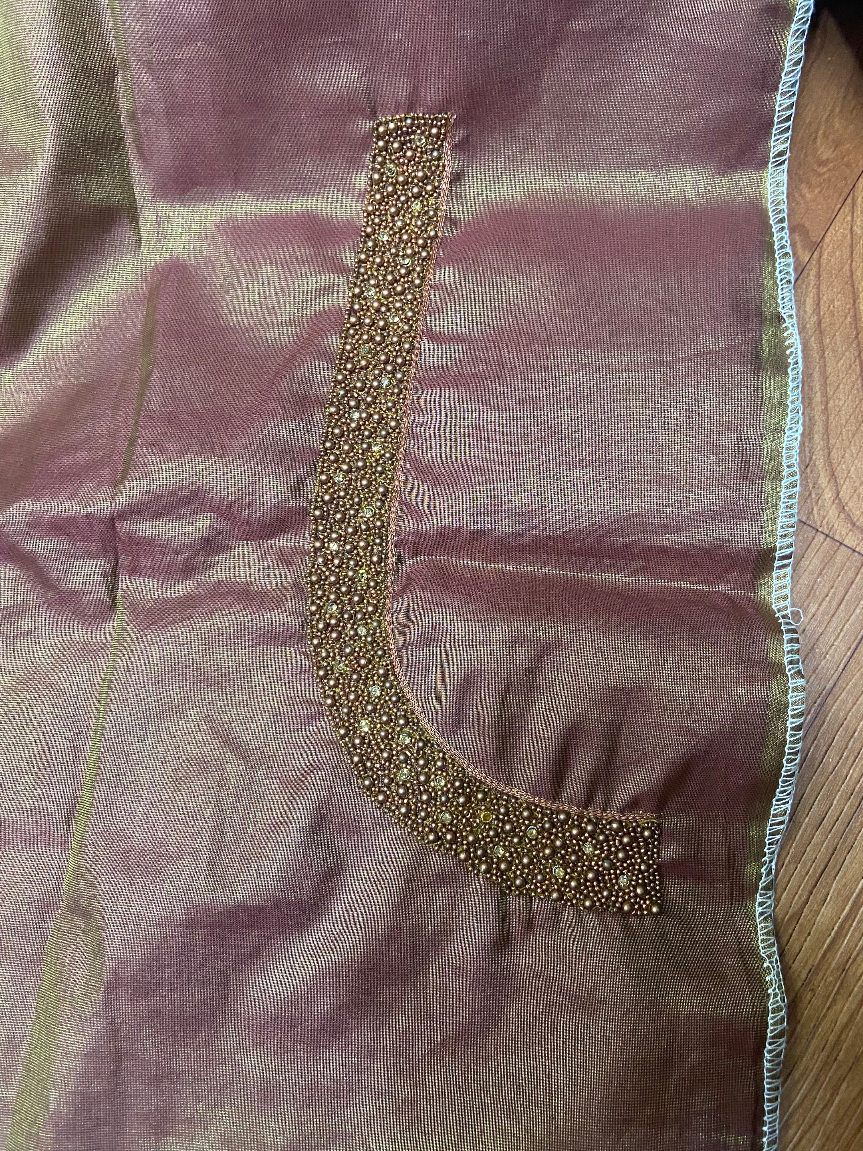 Readymade Aari Work Blouse Rosegold- E129