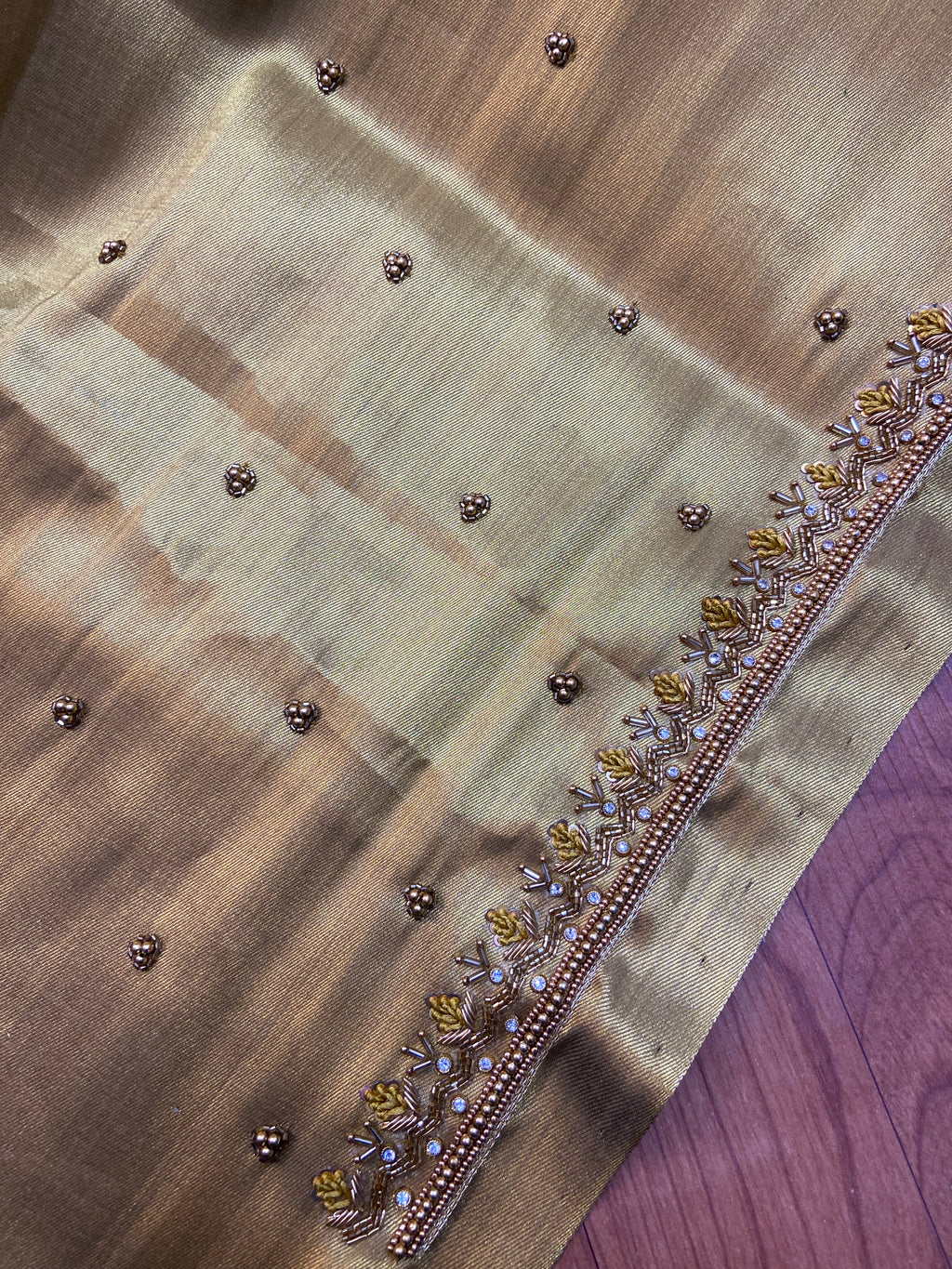 Readymade Aari Work Blouse Gold  - E116