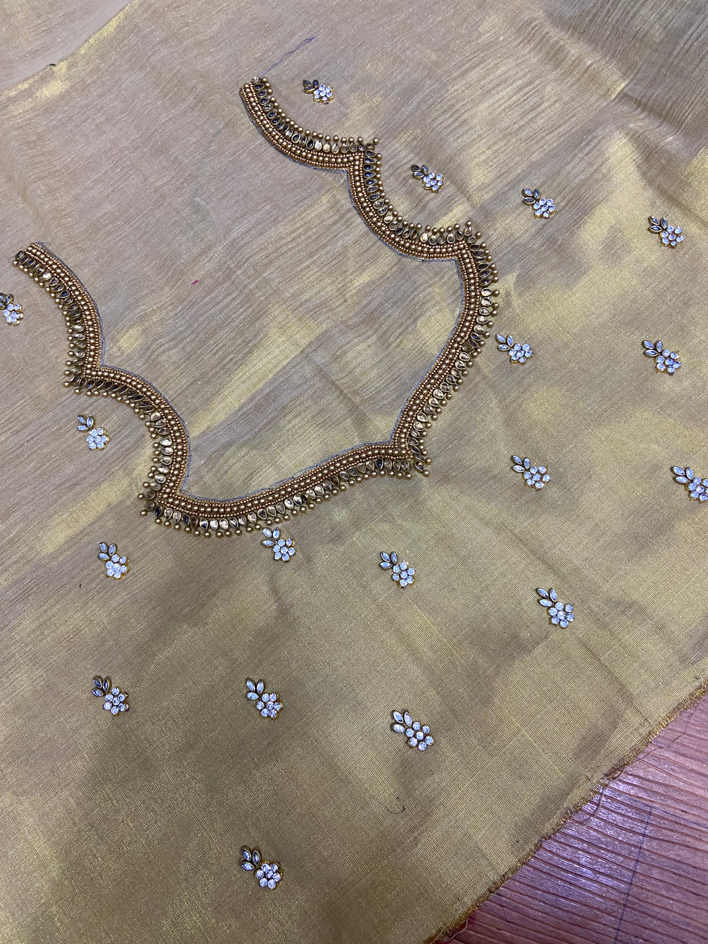 Readymade Aari Work Blouse Cream - E114
