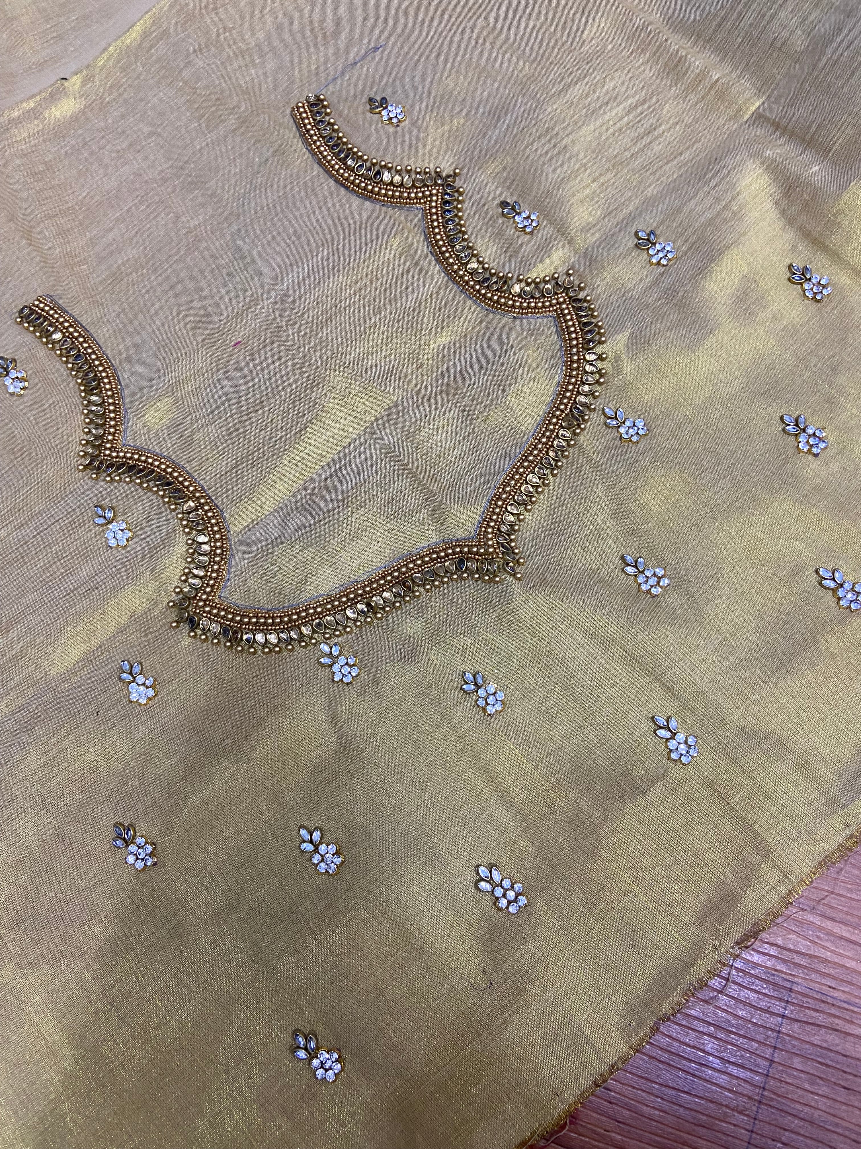 Readymade Aari Work Blouse Cream - E114