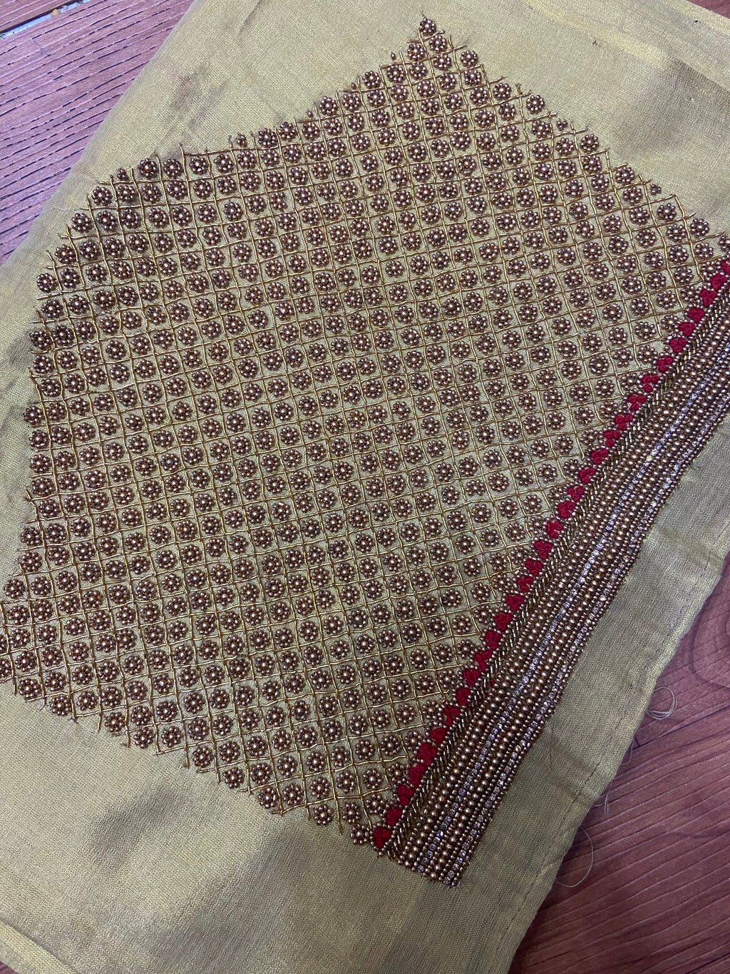 Readymade Aari Work Blouse Gold  - E125