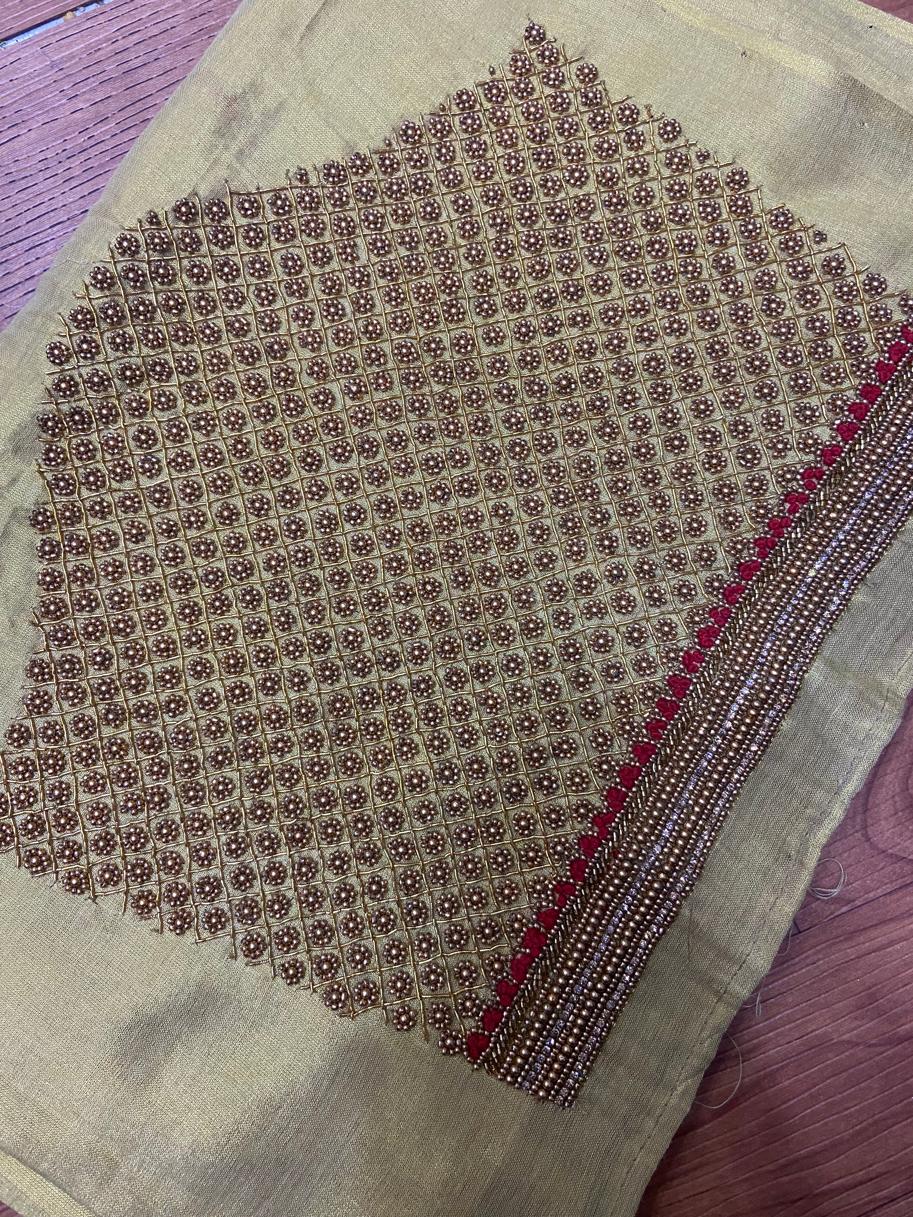 Readymade Aari Work Blouse Gold  - E125