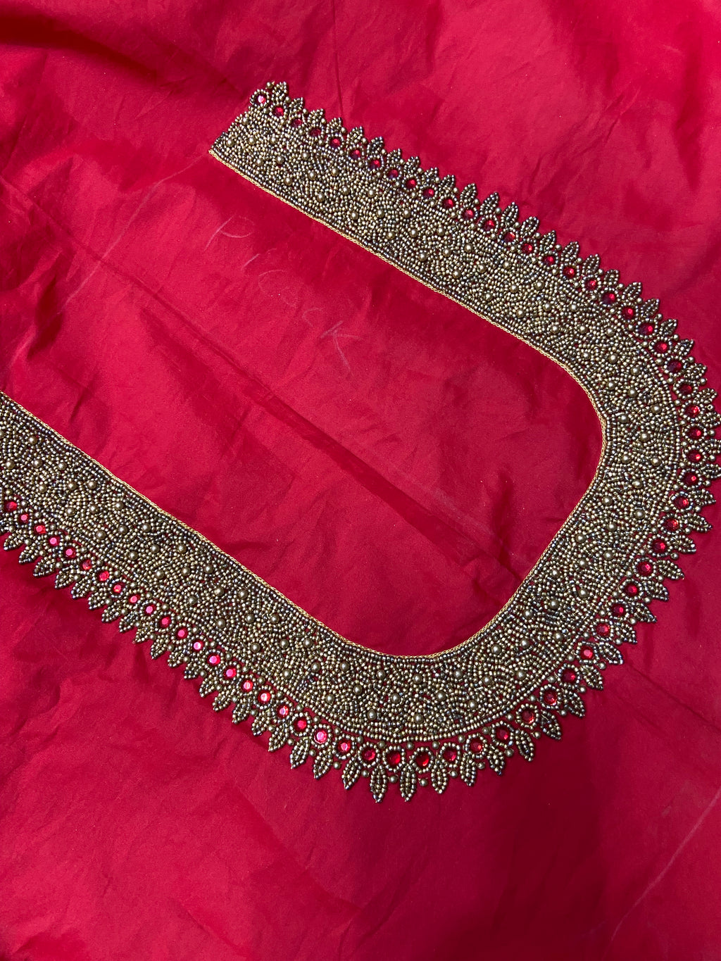 Readymade Aari Work Blouse Red- E118