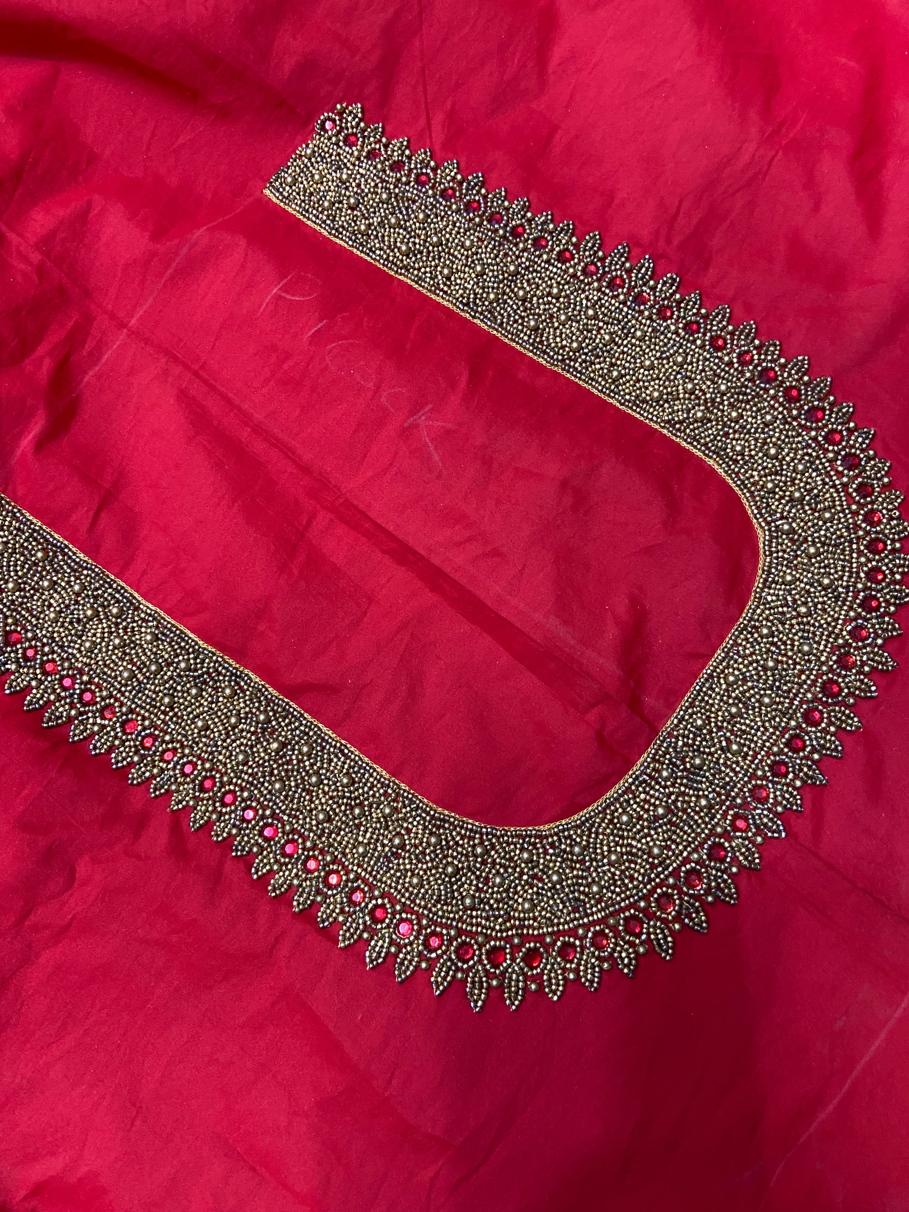 Readymade Aari Work Blouse Red- E118