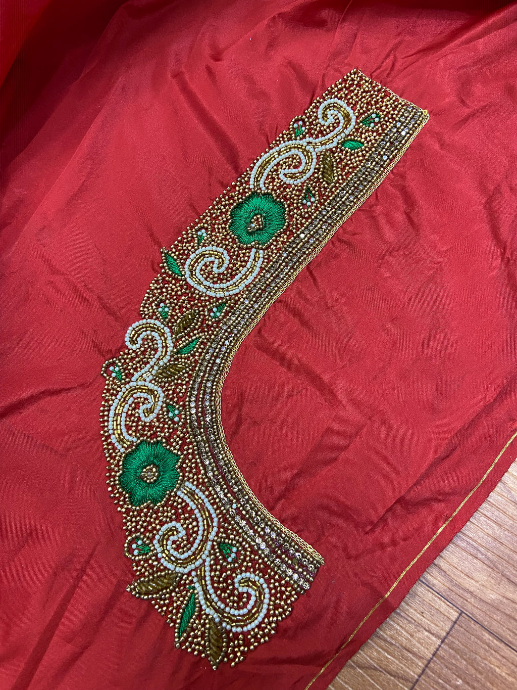 Readymade Aari Work Blouse Red  - E108