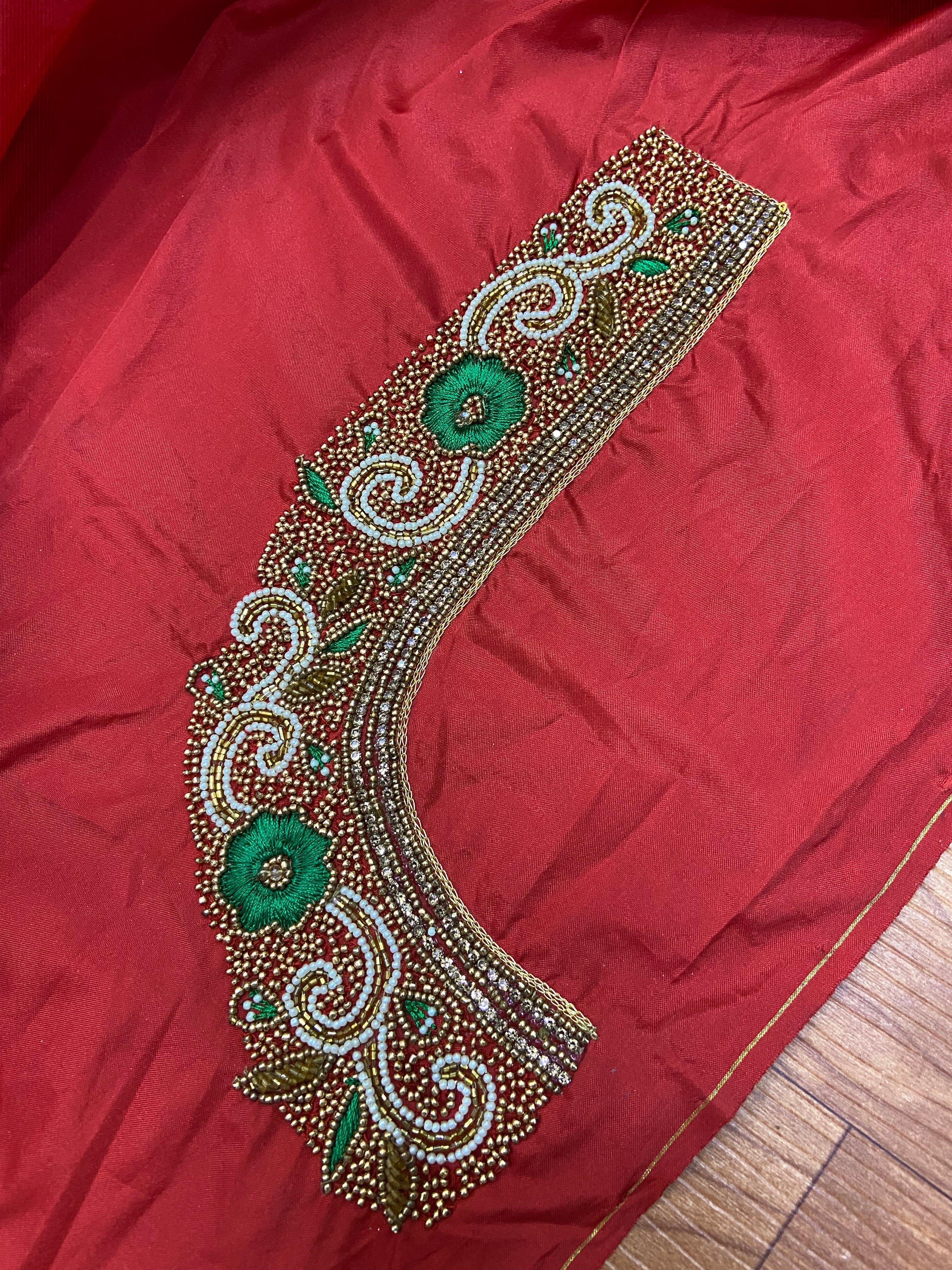 Readymade Aari Work Blouse Red  - E108