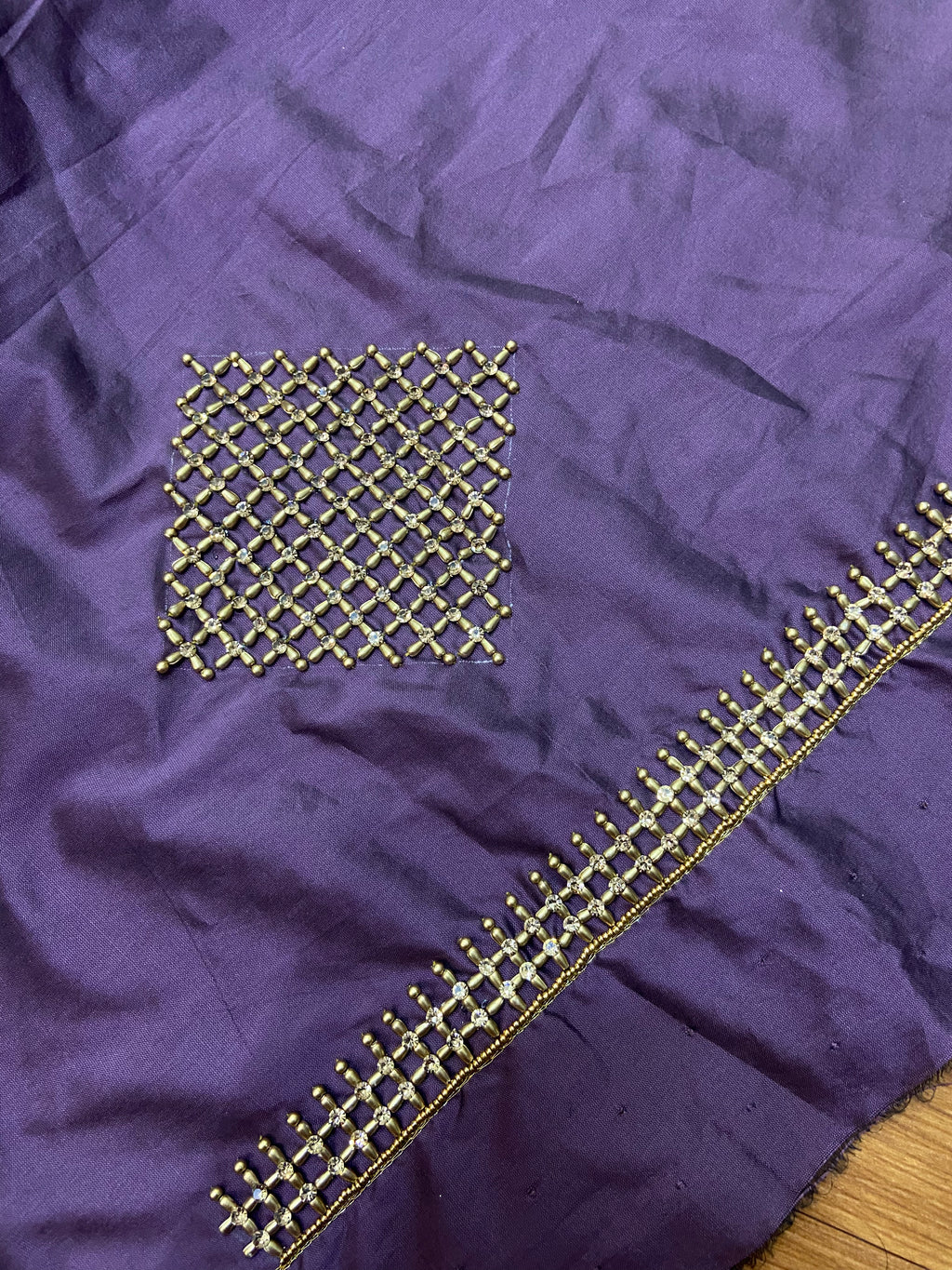 Readymade Aari Work Blouse Purple - E119