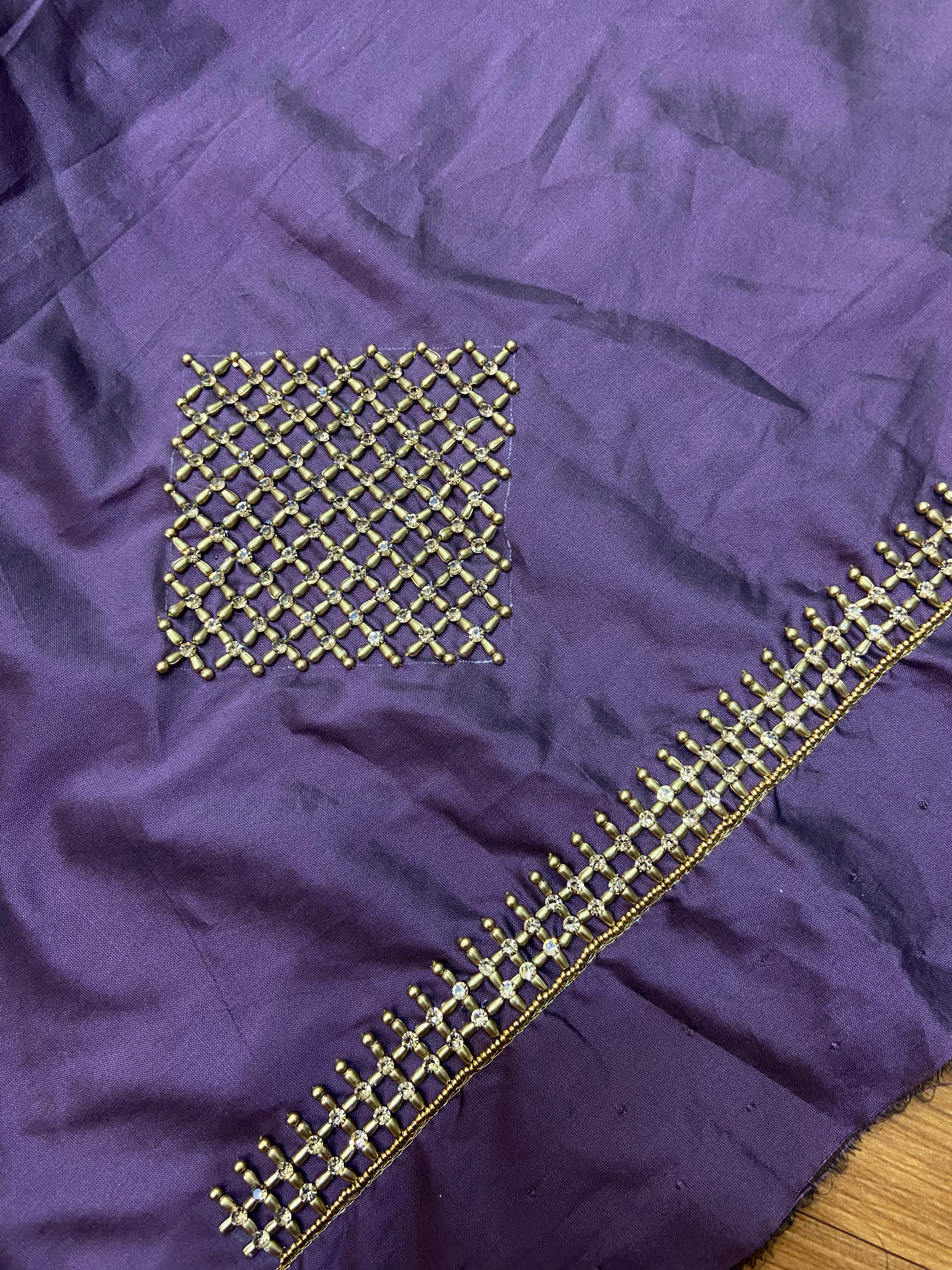 Readymade Aari Work Blouse Purple - E119